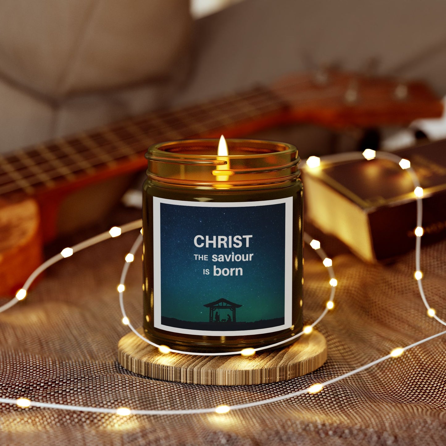 Coconut Apricot Scented Candle for Christmas - "Christ the Saviour is Born" - 4oz & 9oz