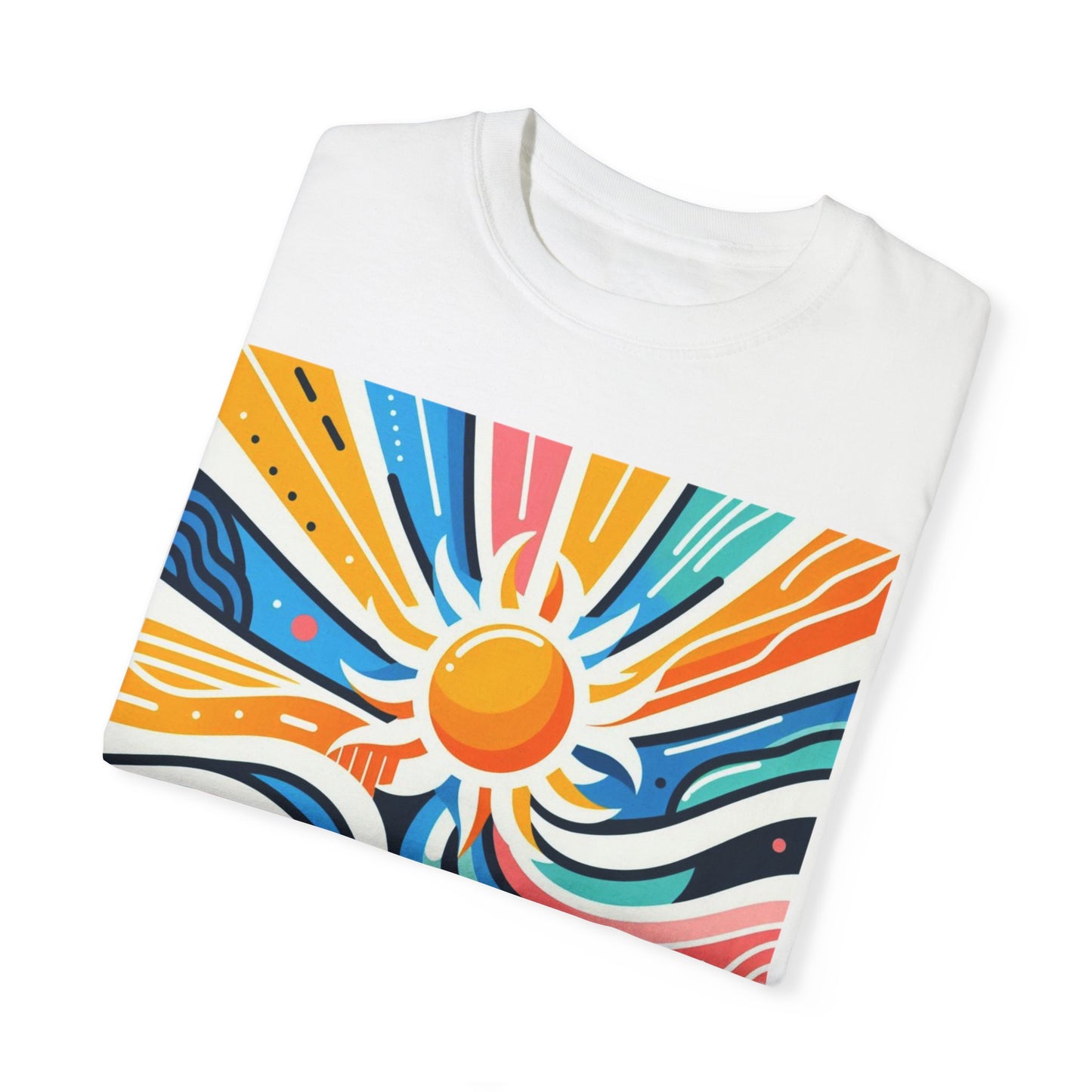 Sunrise Vibes Unisex Garment-Dyed T-Shirt - Colorful Abstract Design