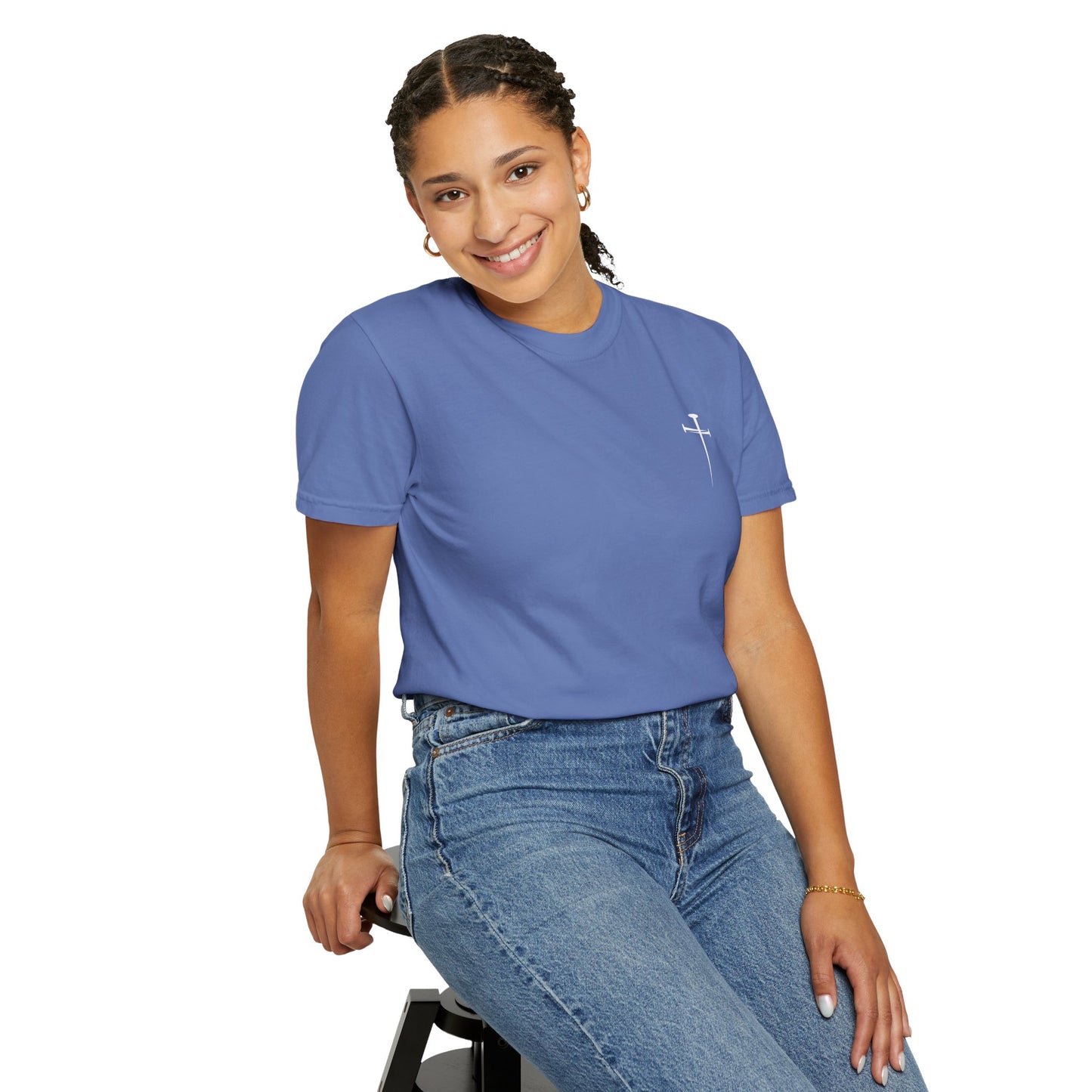 Minimalist Unisex Garment-Dyed T-Shirt with Cross Design
