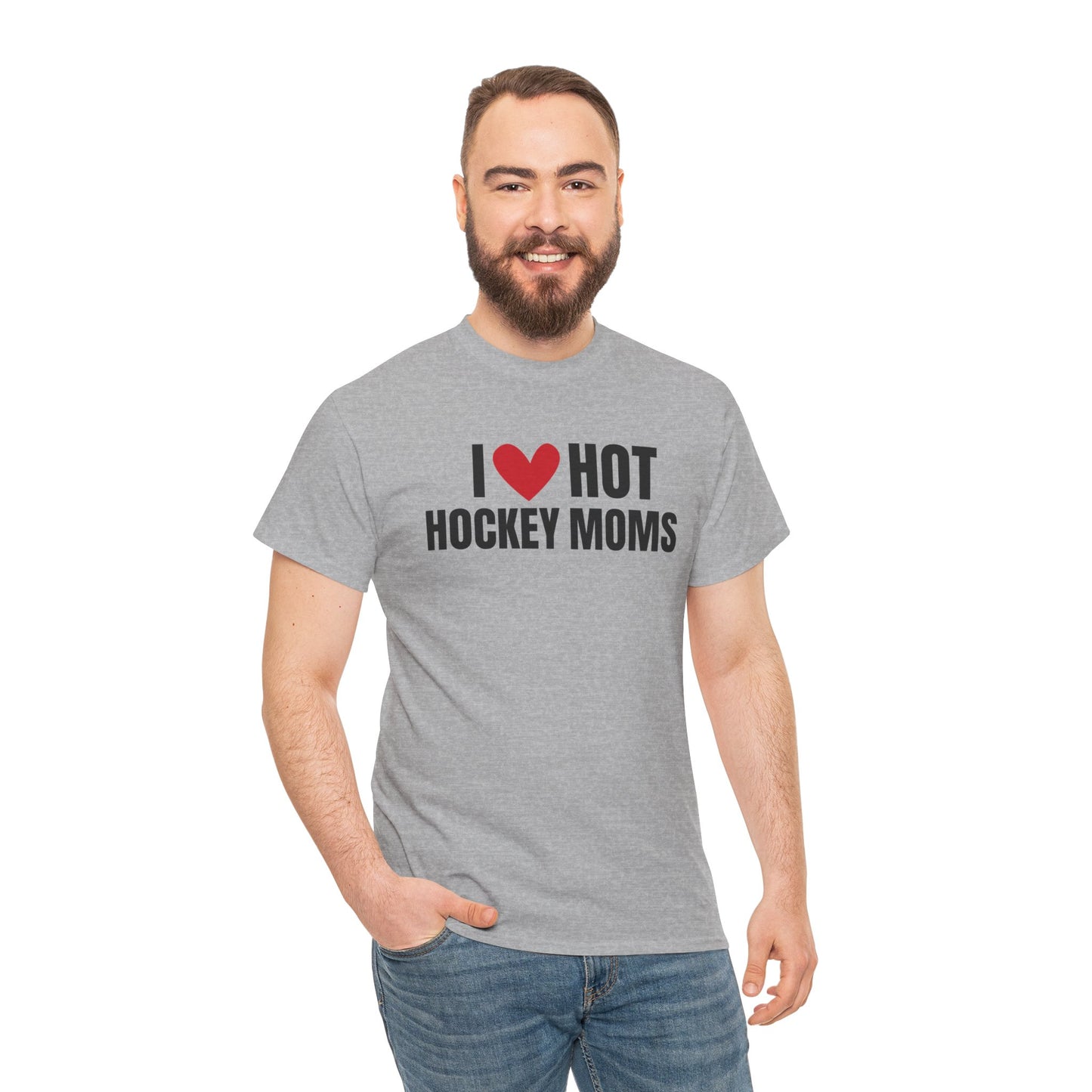 I ❤️ Hot Hockey Moms Unisex Heavy Cotton Tee