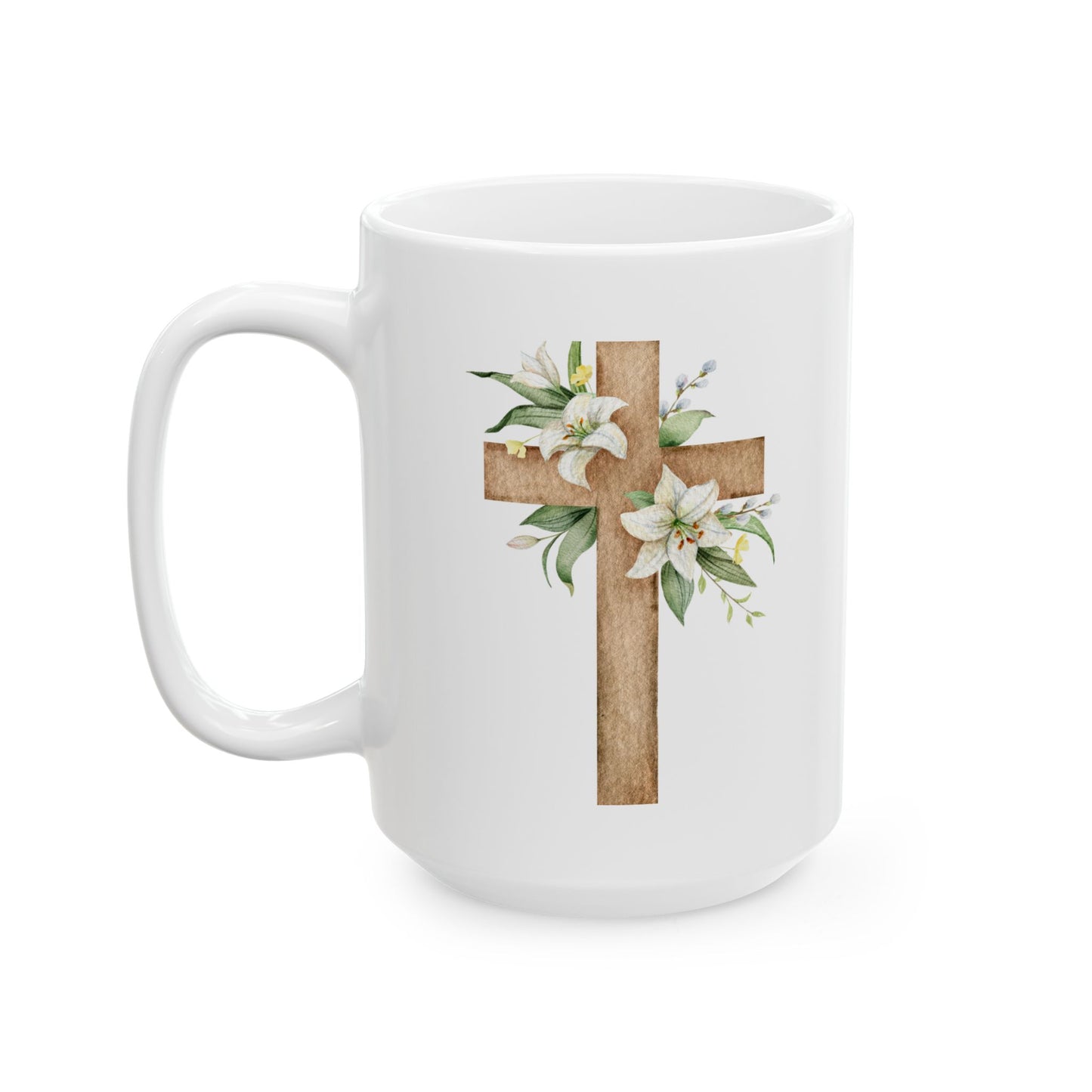 Floral Cross Ceramic Mug - Perfect Gift for Spiritual Occasions
