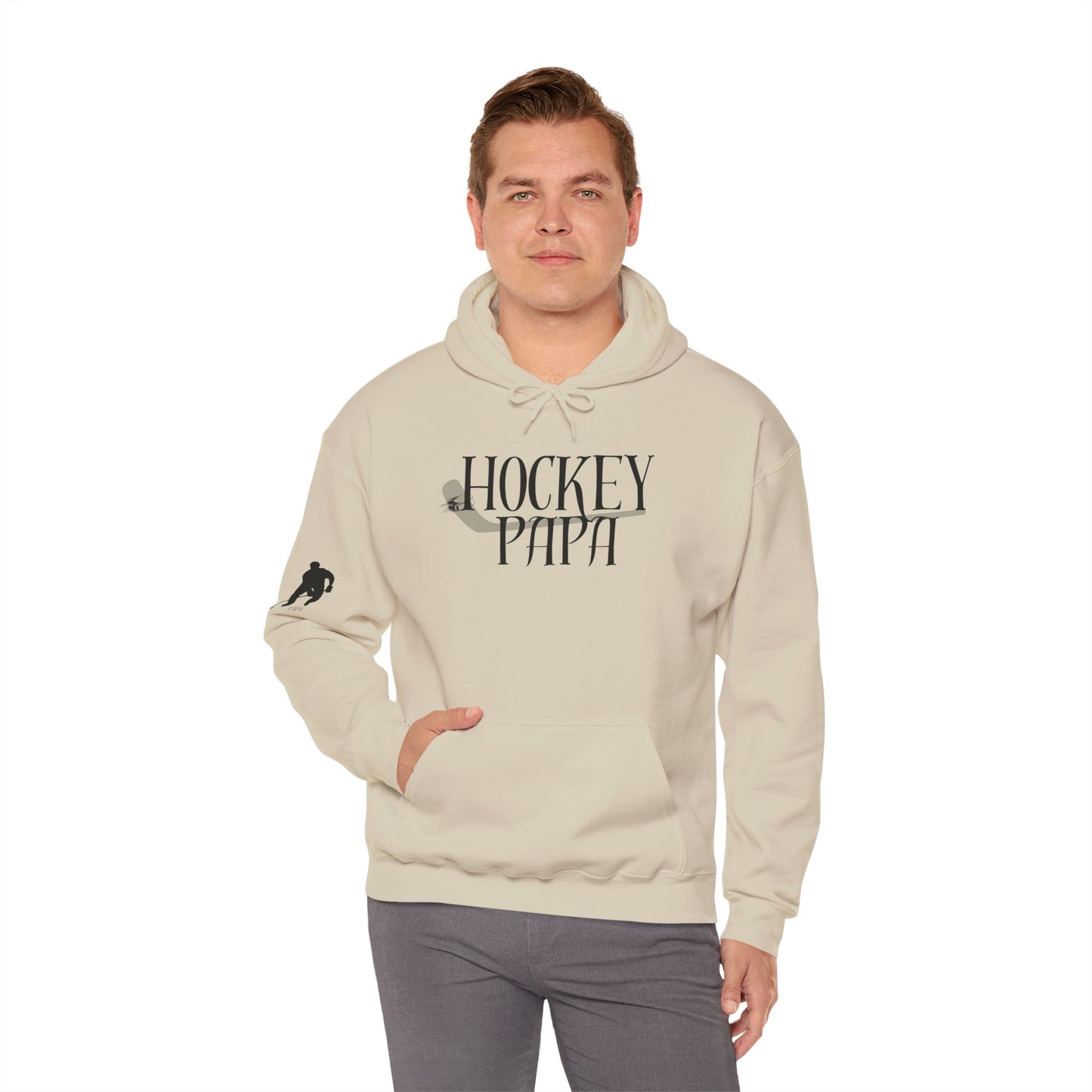 * Custom * Hockey Papa Hooded Sweatshirt - Unisex Heavy Blend