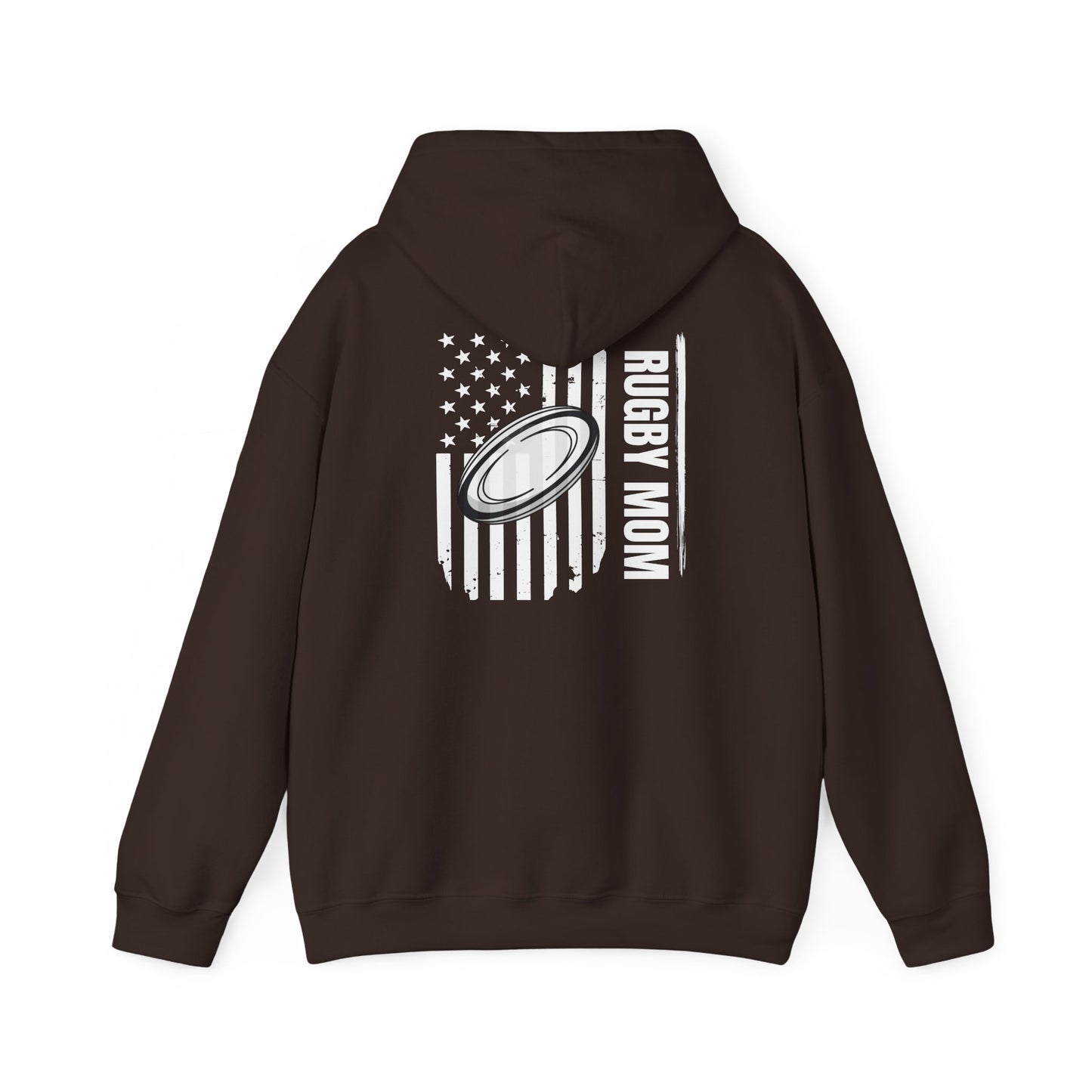 Rugby Mom Hoodie – Unisex Heavy Blend™ Sweatshirt with American Flag Design
