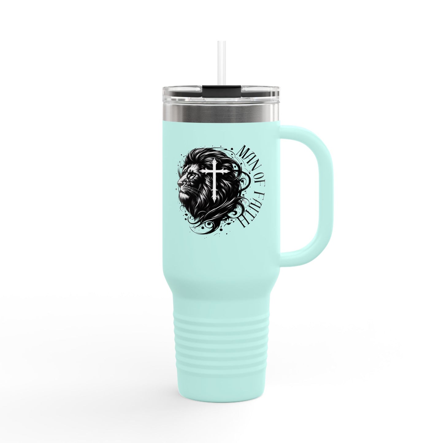 40oz Insulated Travel Mug - 'Man of Faith' Design for Adventurous Souls