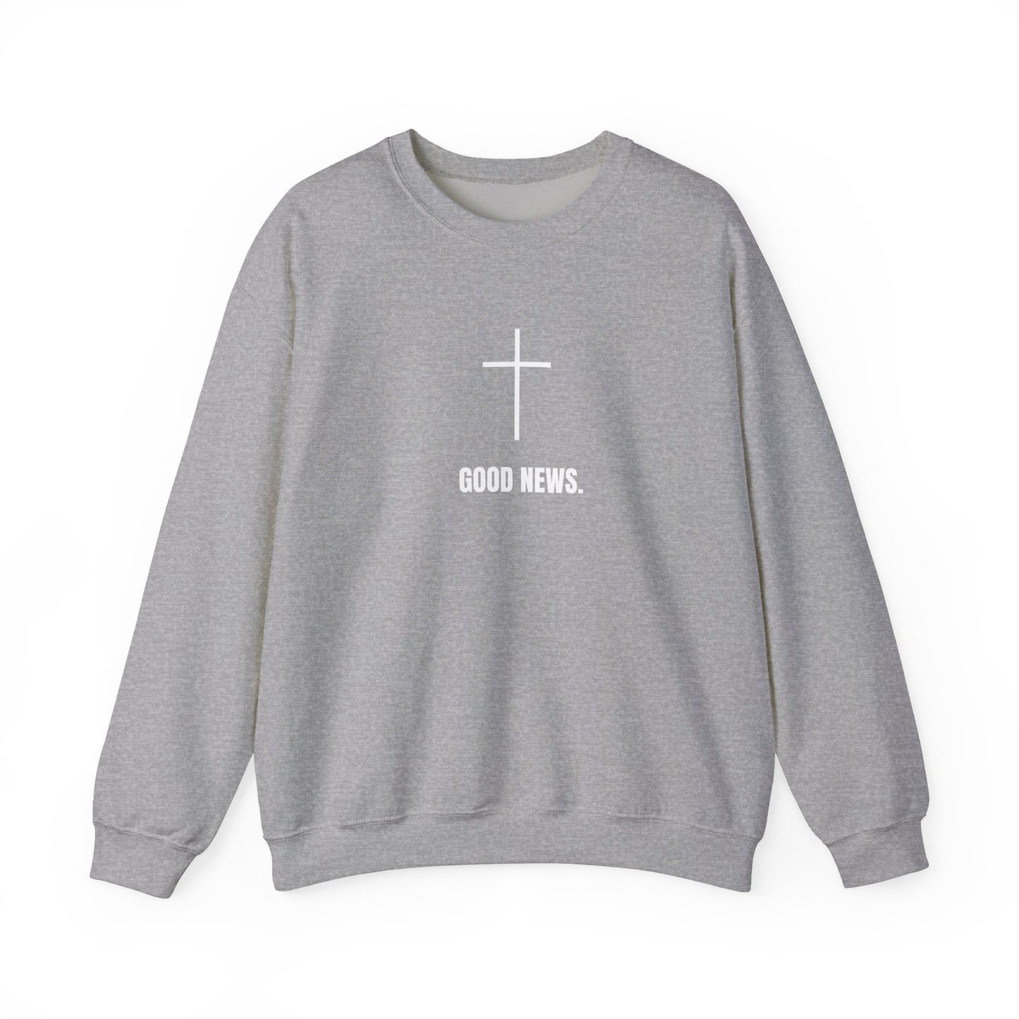 Christian Cross Sweatshirt - "Good News" Unisex Heavy Blend Crewneck