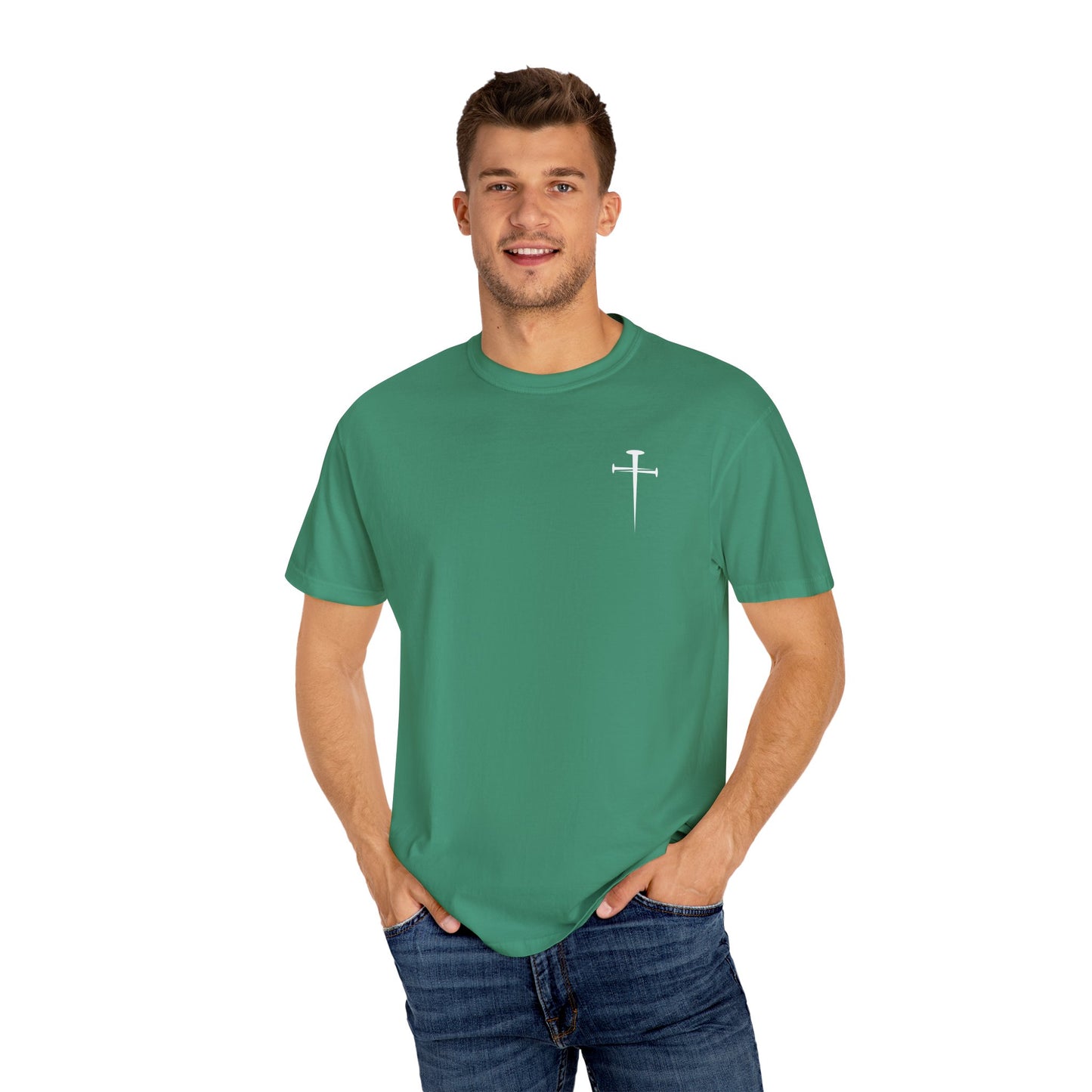 Minimalist Unisex Garment-Dyed T-Shirt with Cross Design