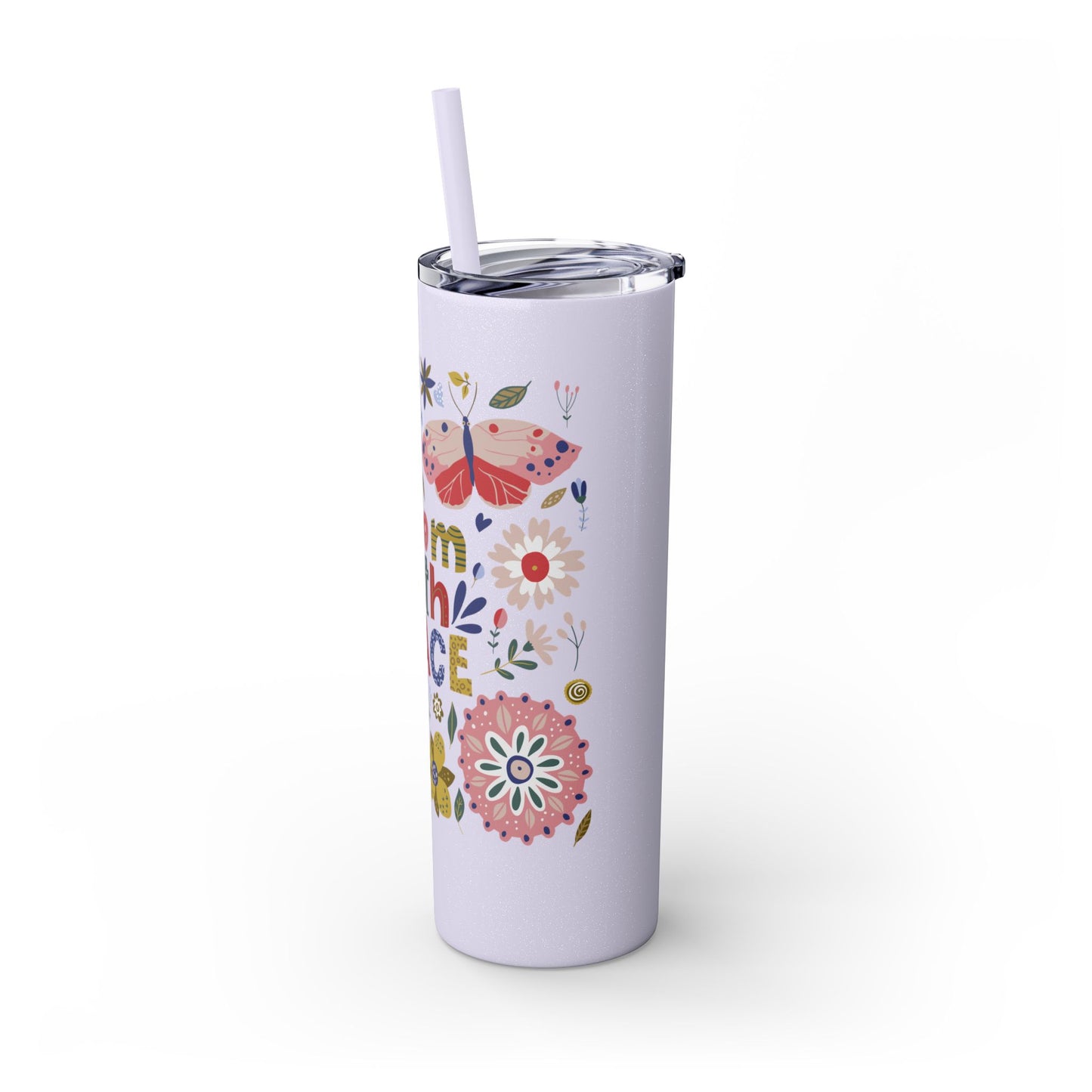 Bloom with Grace 20oz Skinny Tumbler with Straw - Stylish Floral Drinkware