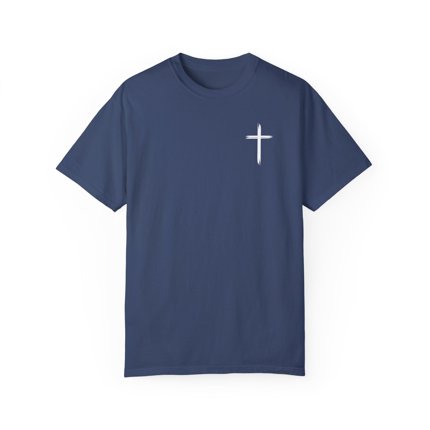 Unisex Garment-Dyed T-Shirt with Minimalist Cross Design
