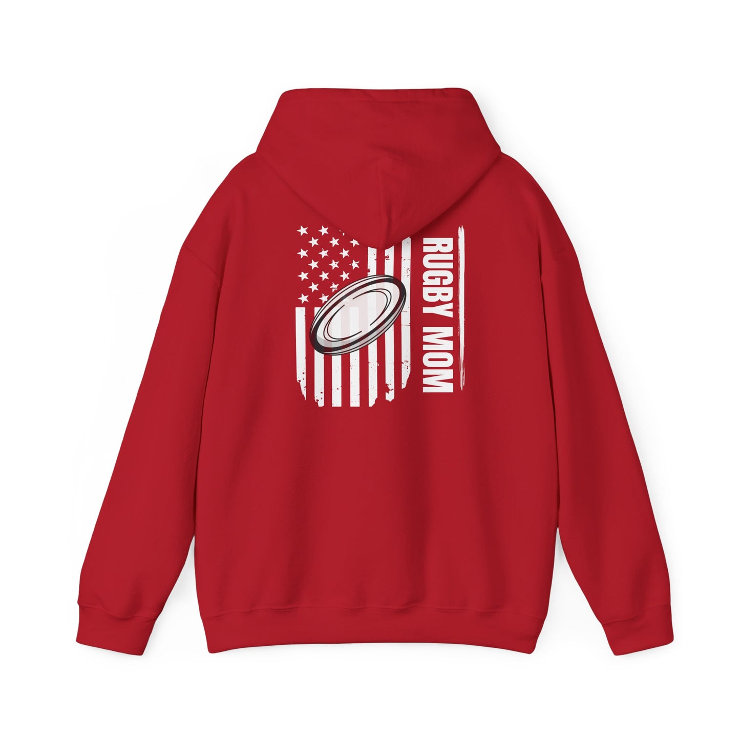 Rugby Mom Hoodie – Unisex Heavy Blend™ Sweatshirt with American Flag Design