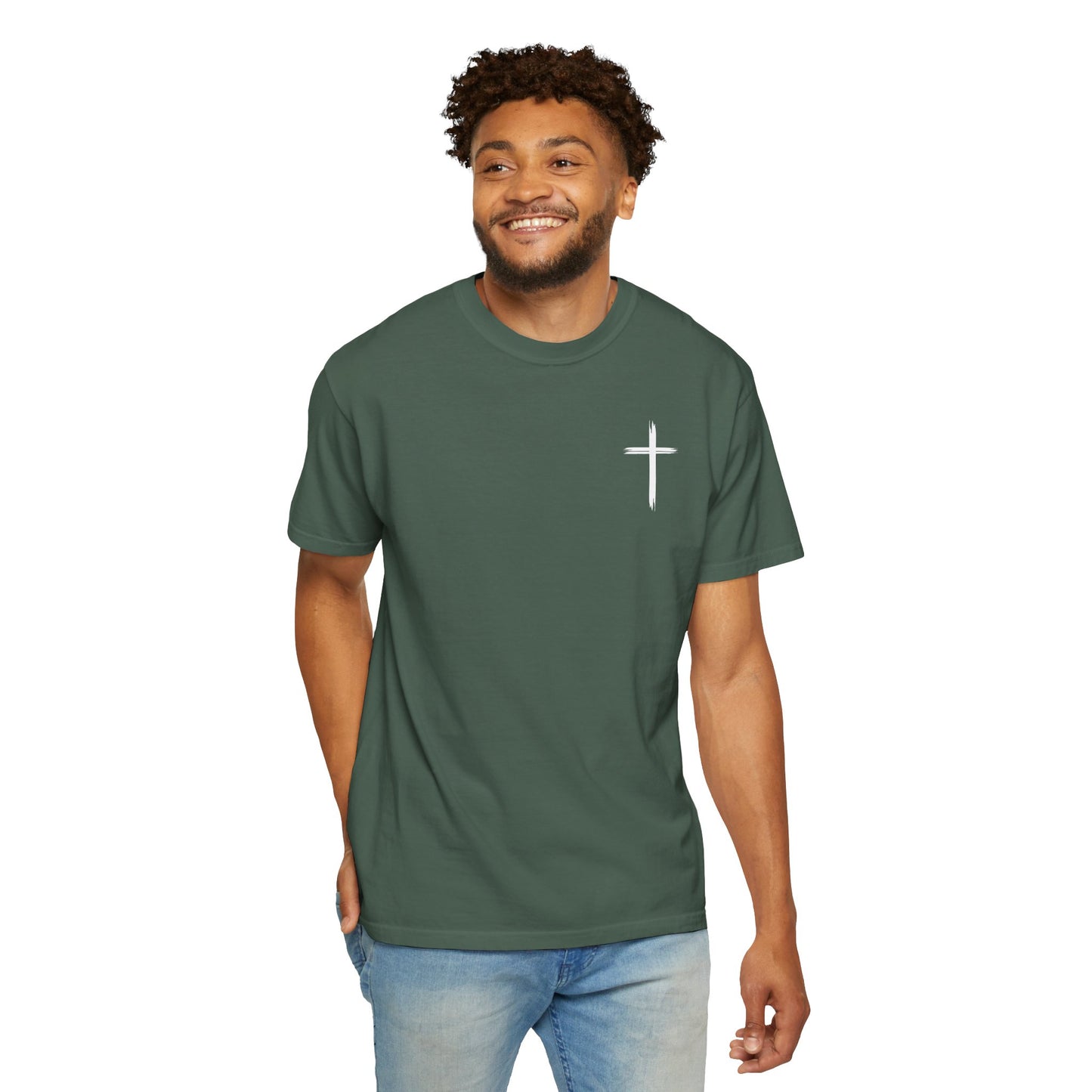 Unisex Garment-Dyed T-Shirt with Minimalist Cross Design