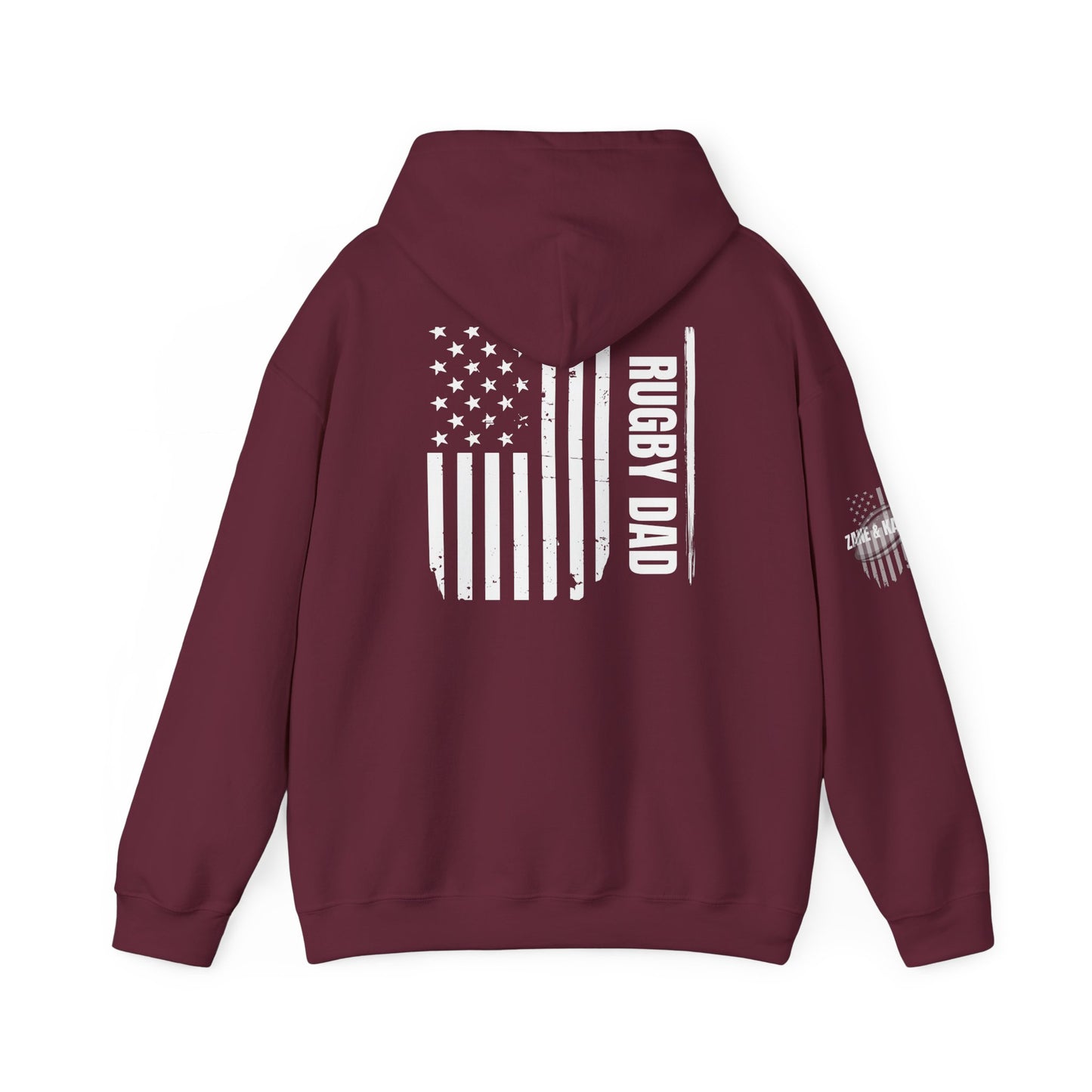 *** CUSTOM *** Rugby America Dad Hoodie - Unisex Heavy Blend Sweatshirt with American Flag Design
