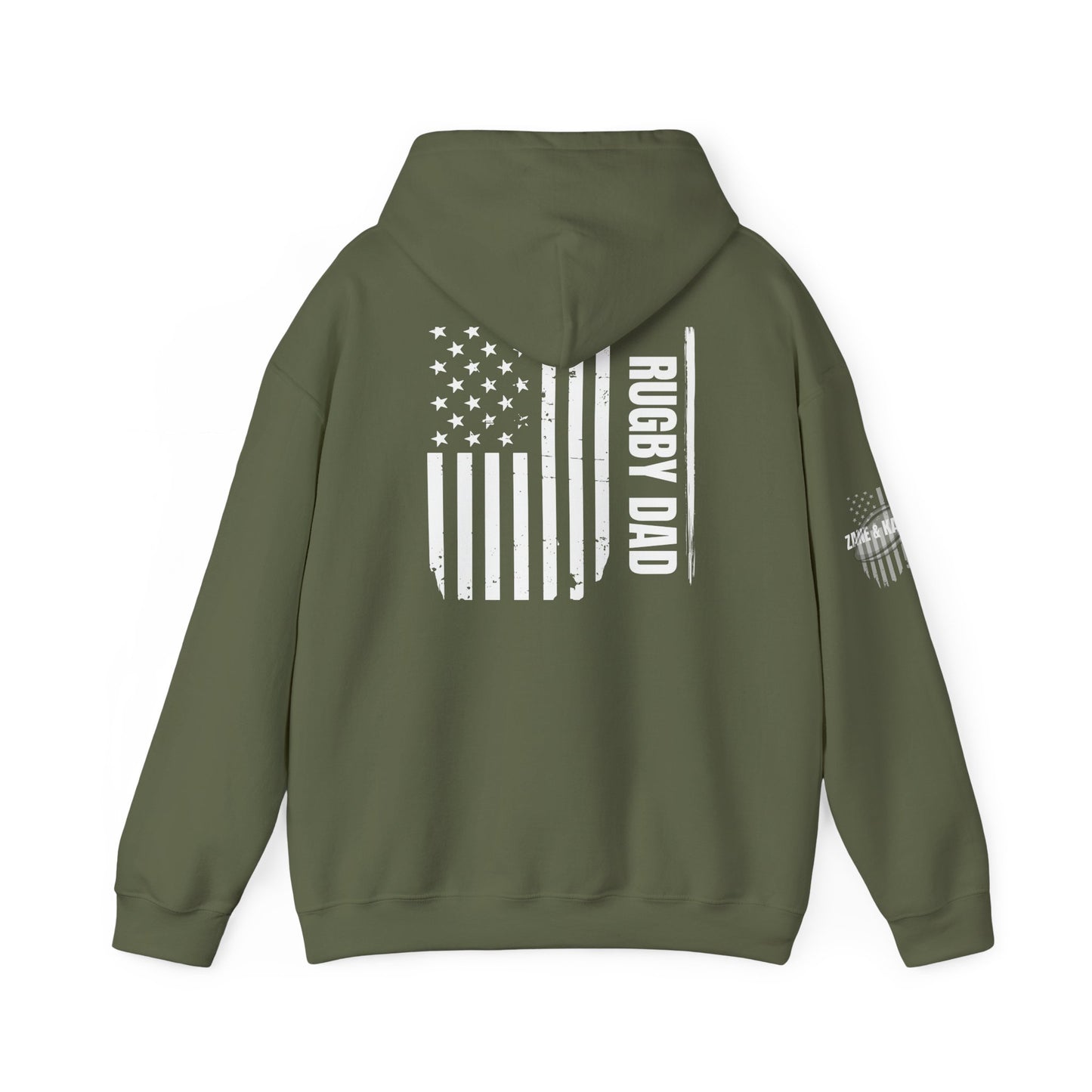 *** CUSTOM *** Rugby America Dad Hoodie - Unisex Heavy Blend Sweatshirt with American Flag Design