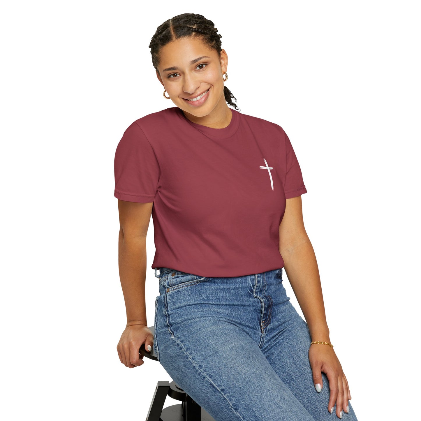 Unisex Garment-Dyed T-Shirt with Minimalist Cross Design