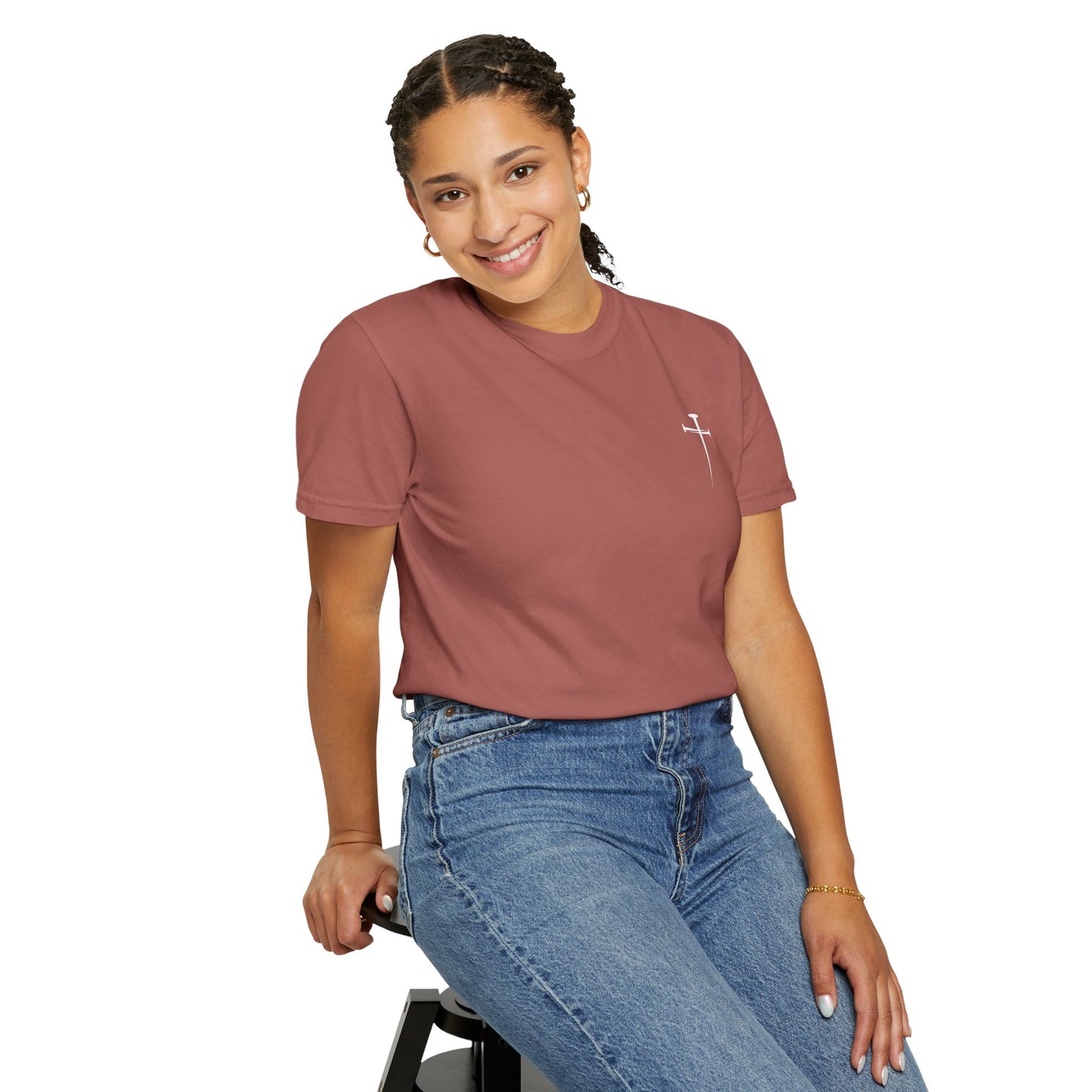 Minimalist Unisex Garment-Dyed T-Shirt with Cross Design