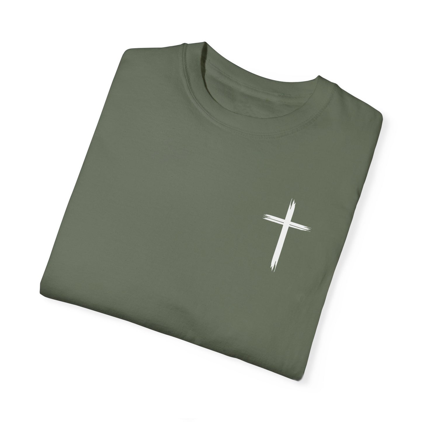 Unisex Garment-Dyed T-Shirt with Minimalist Cross Design