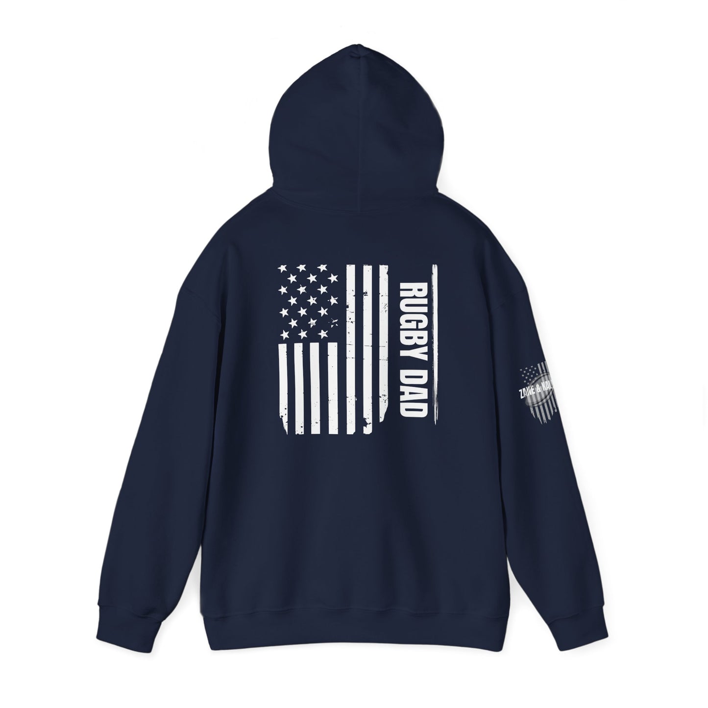 *** CUSTOM *** Rugby America Dad Hoodie - Unisex Heavy Blend Sweatshirt with American Flag Design
