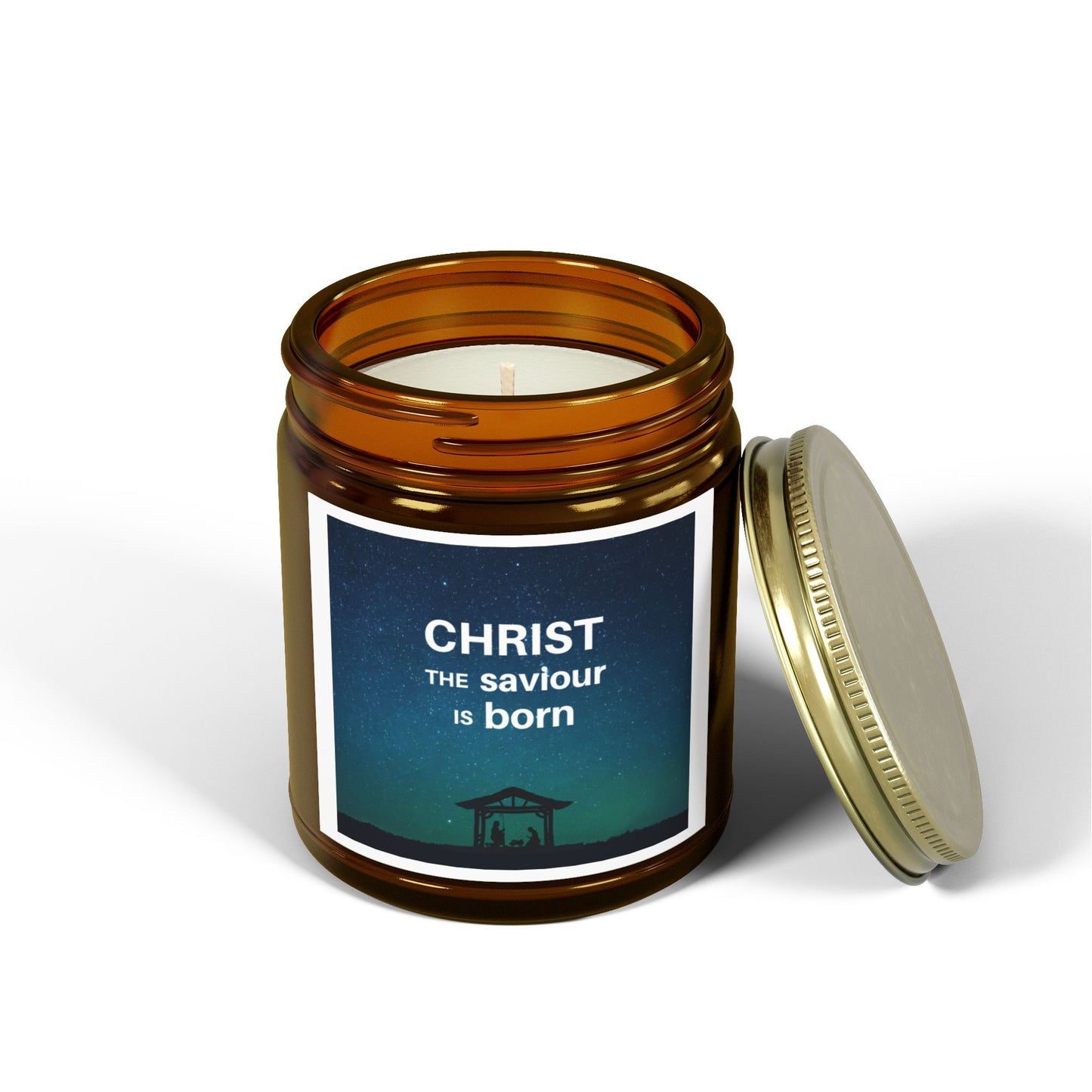 Coconut Apricot Scented Candle for Christmas - "Christ the Saviour is Born" - 4oz & 9oz