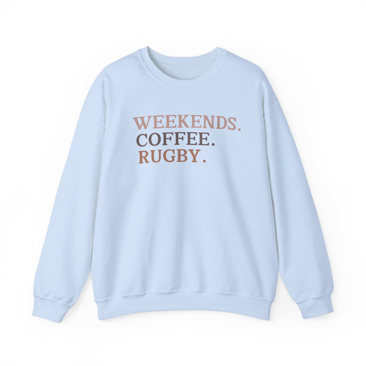 Weekend Vibes Unisex Crewneck Sweatshirt - Coffee & Rugby Design