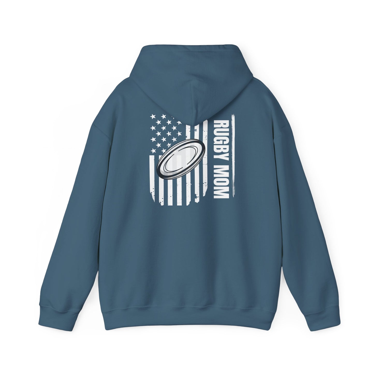 Rugby Mom Hoodie – Unisex Heavy Blend™ Sweatshirt with American Flag Design