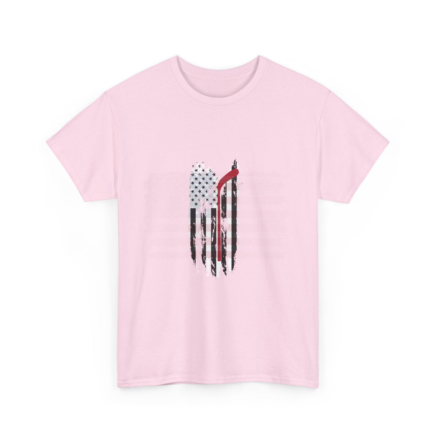 Patriotic Hockey Unisex Heavy Cotton Tee - Distressed USA Flag Design