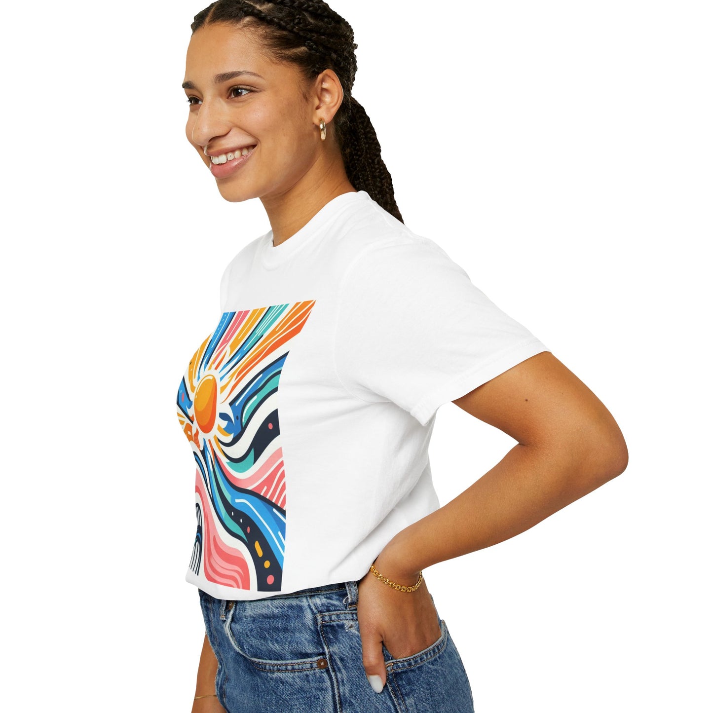 Sunrise Vibes Unisex Garment-Dyed T-Shirt - Colorful Abstract Design