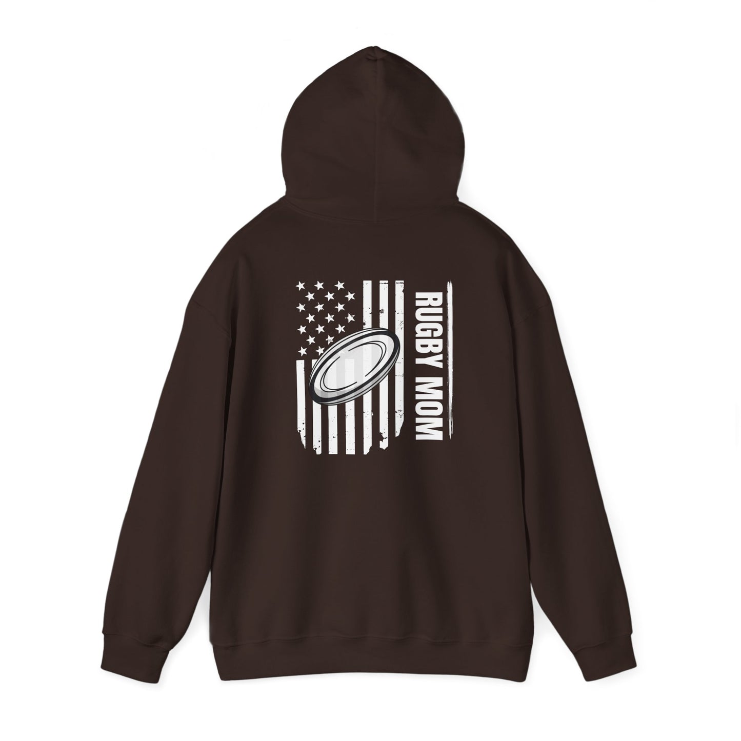 Rugby Mom Hoodie – Unisex Heavy Blend™ Sweatshirt with American Flag Design