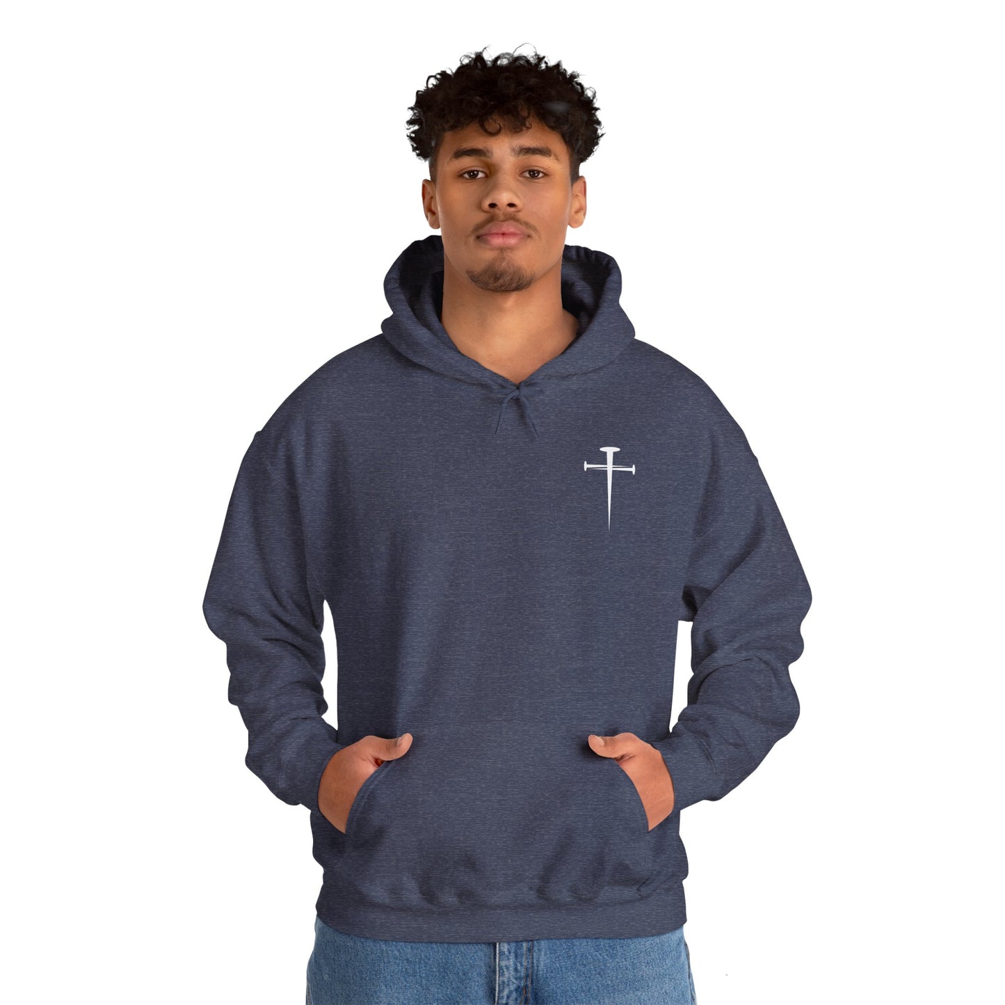 Unisex Heavy Blend™ Hooded Sweatshirt - Minimalist Design with Cross Logo