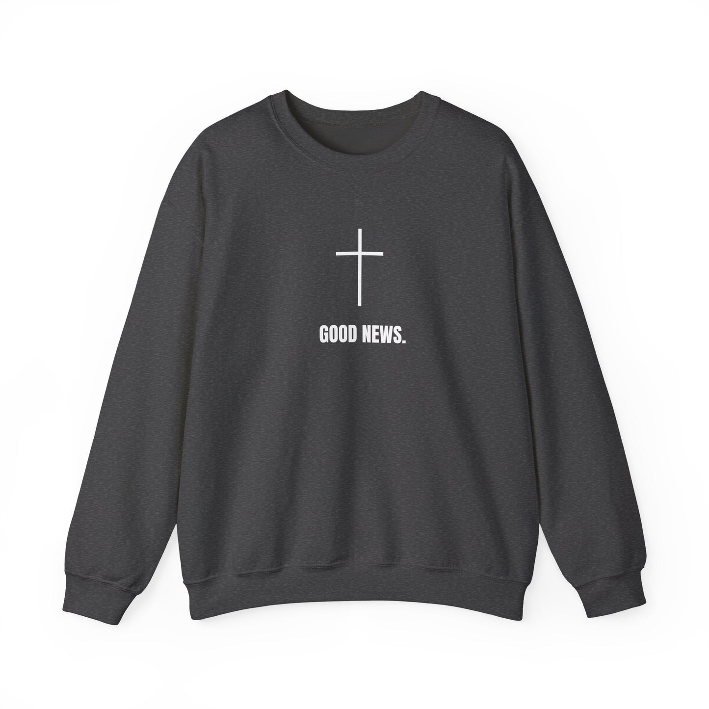 Christian Cross Sweatshirt - "Good News" Unisex Heavy Blend Crewneck
