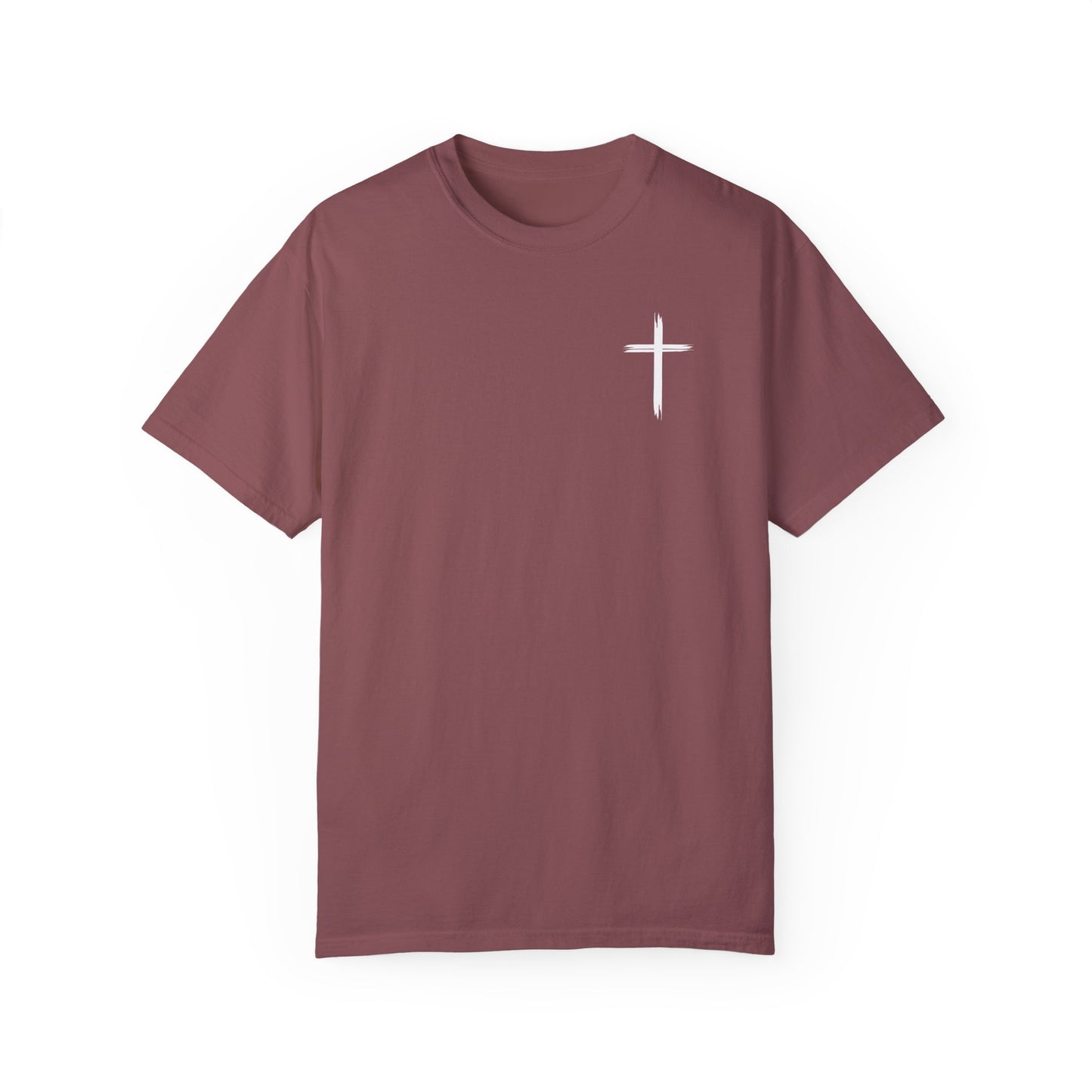 Unisex Garment-Dyed T-Shirt with Minimalist Cross Design