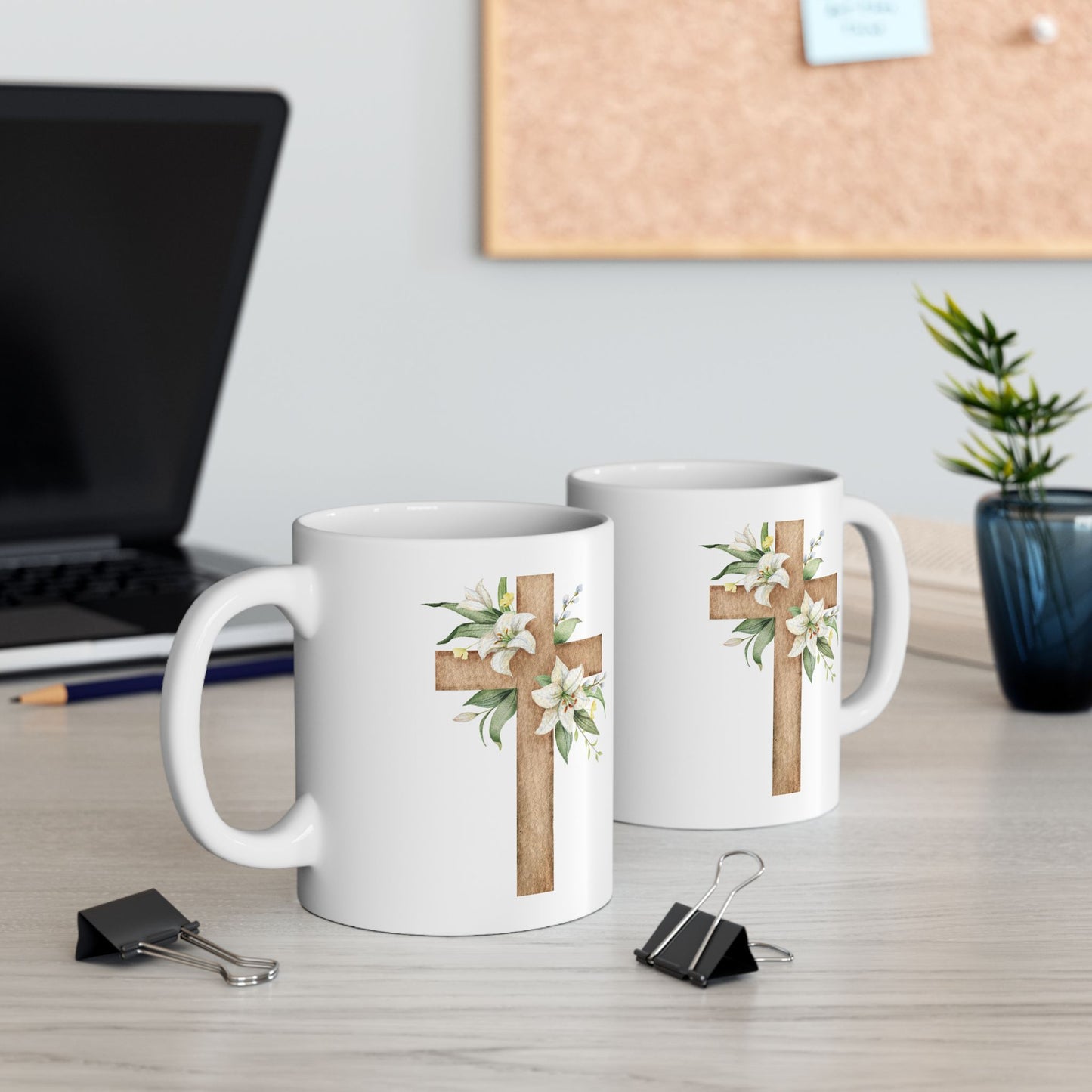 Floral Cross Ceramic Mug - Perfect Gift for Spiritual Occasions