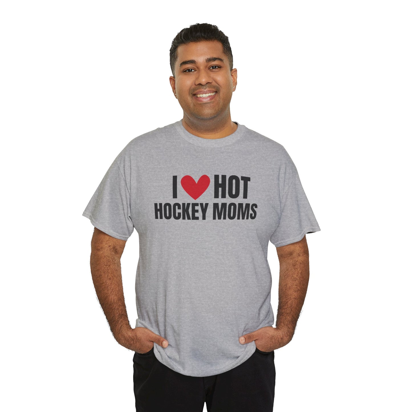 I ❤️ Hot Hockey Moms Unisex Heavy Cotton Tee