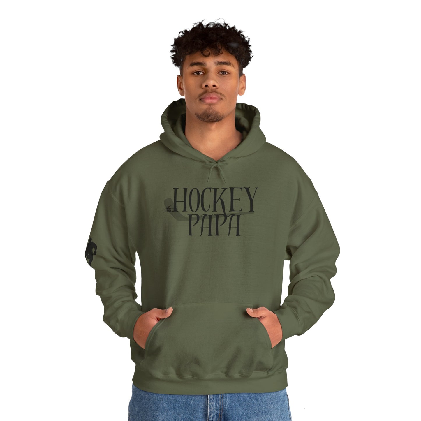 * Custom * Hockey Papa Hooded Sweatshirt - Unisex Heavy Blend
