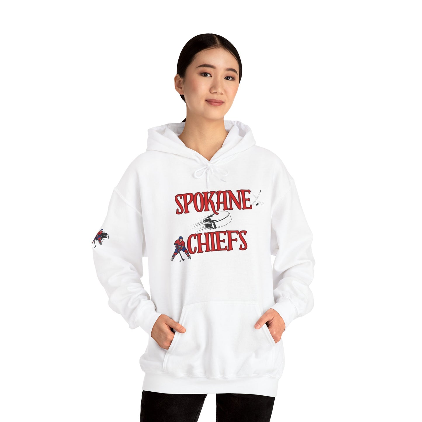 Spokane Chiefs Red Hockey Sweatshirt | Unisex Heavy Blend™ Hooded Sweatshirt for Fans " Got Chirps?"