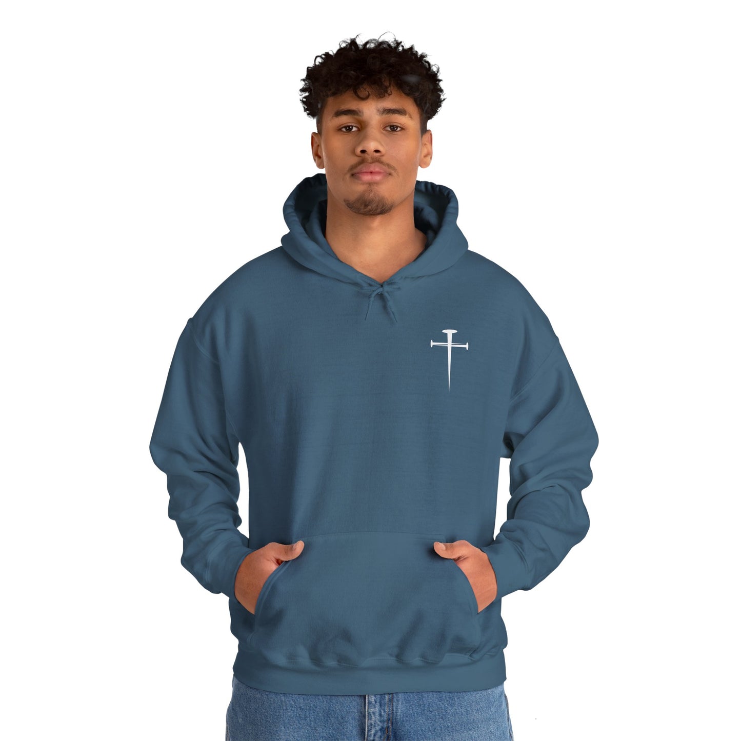 Unisex Heavy Blend™ Hooded Sweatshirt - Minimalist Design with Cross Logo