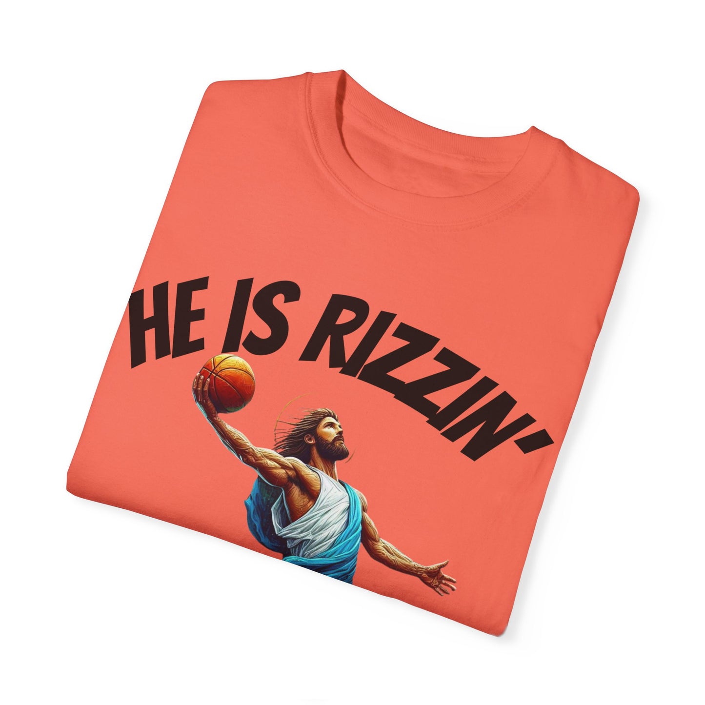 He Is Rizzin' Unisex Garment-Dyed T-Shirt | Trendy Basketball Tee for Sports Lovers