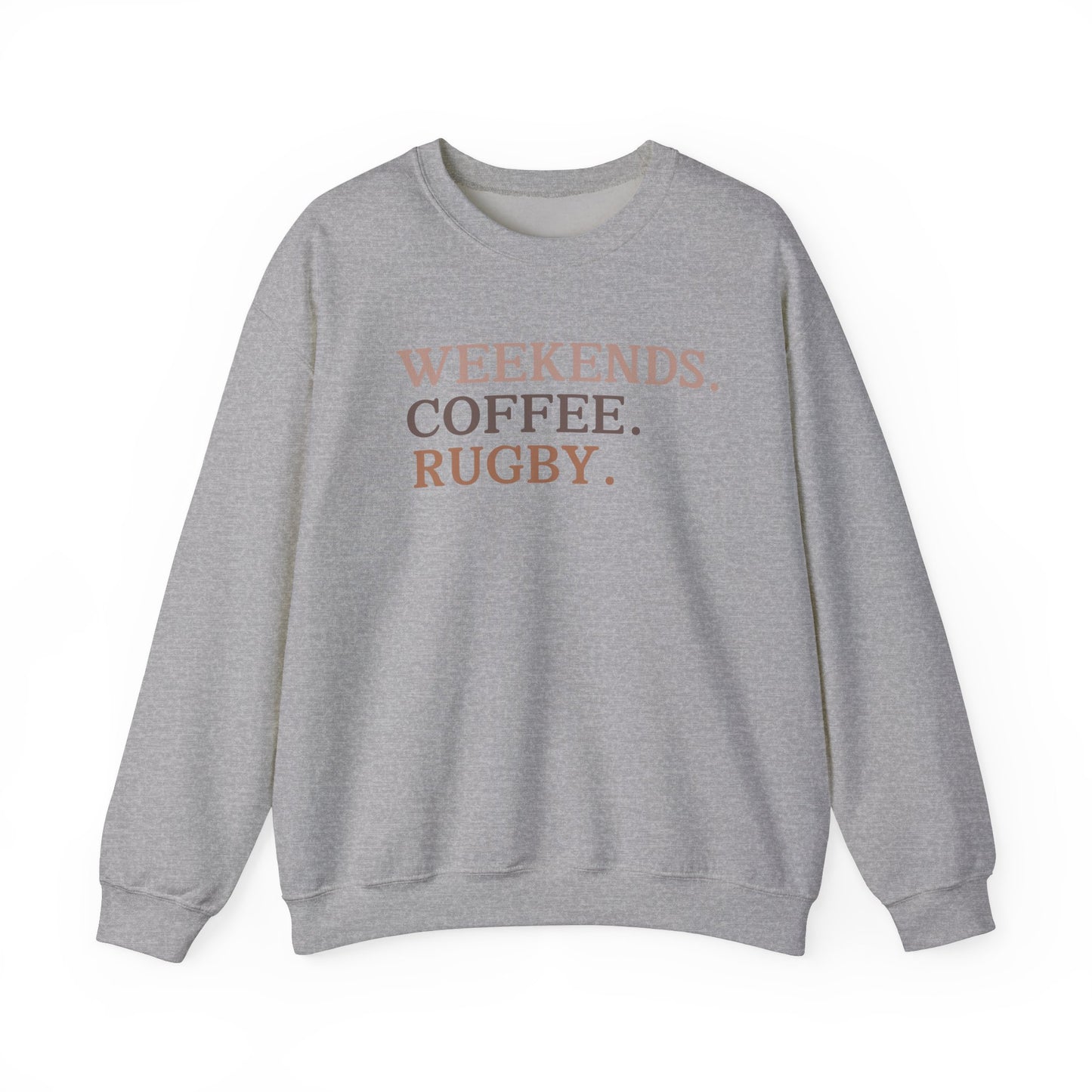Weekend Vibes Unisex Crewneck Sweatshirt - Coffee & Rugby Design