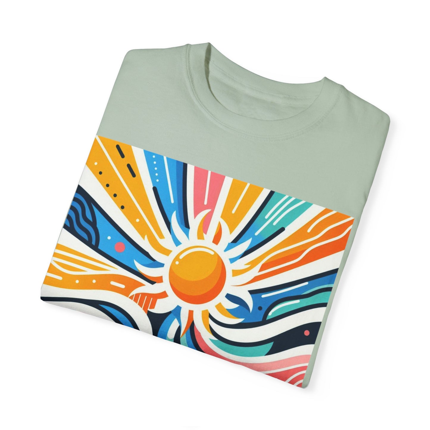 Sunrise Vibes Unisex Garment-Dyed T-Shirt - Colorful Abstract Design