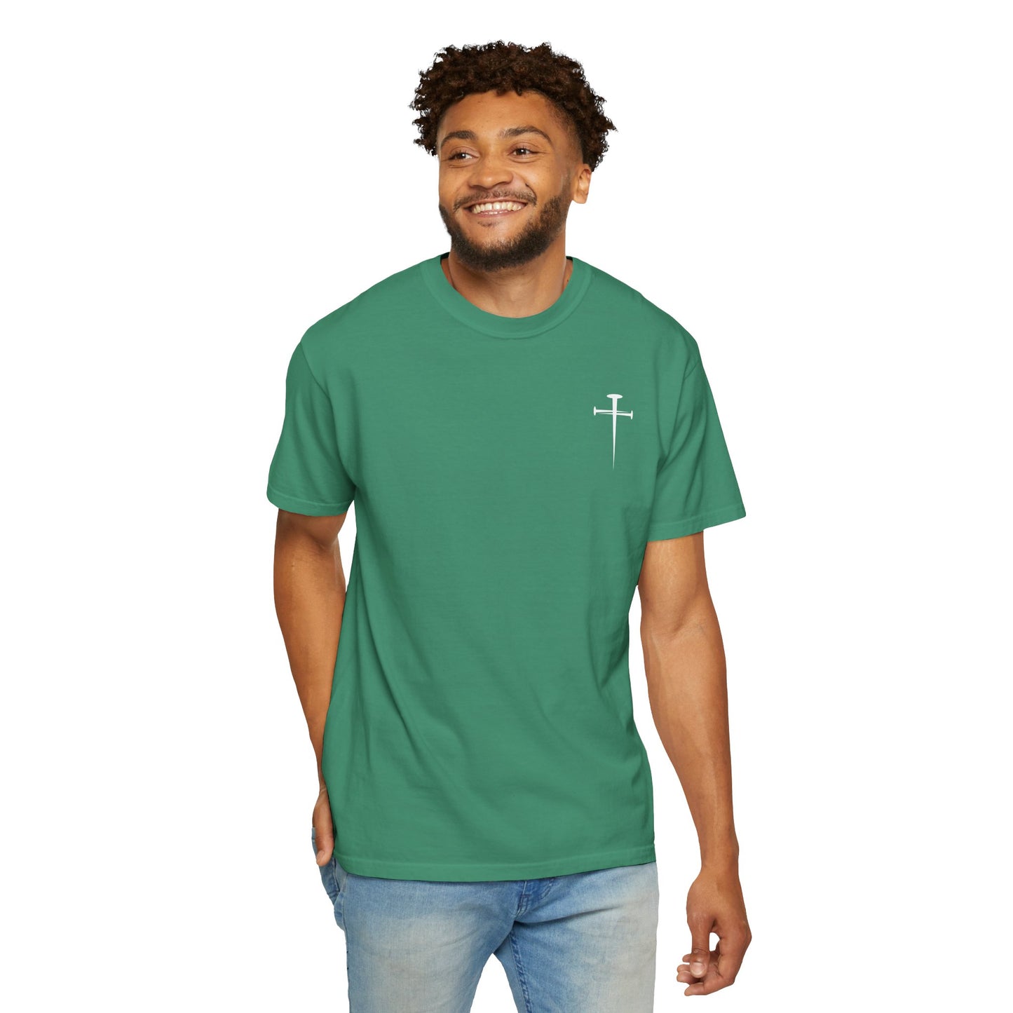 Minimalist Unisex Garment-Dyed T-Shirt with Cross Design