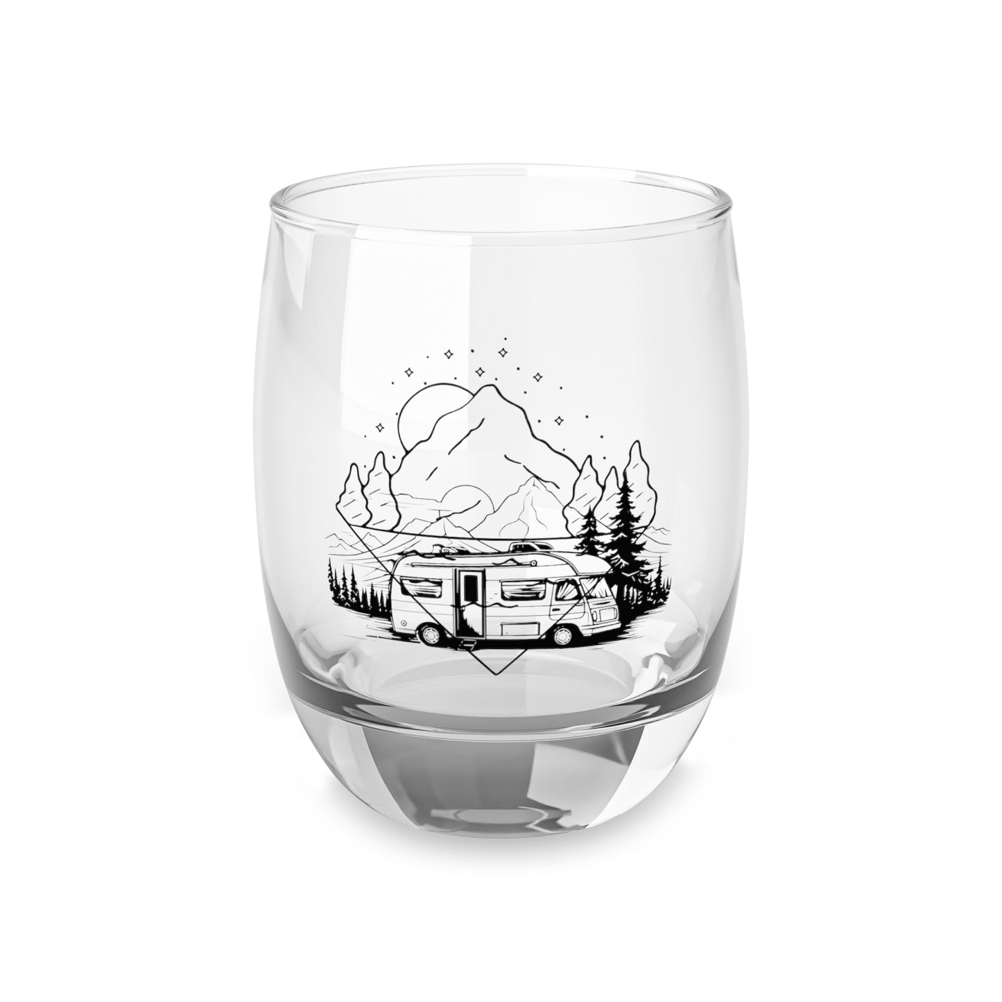 Adventure-Camping Whiskey Glass with Mountain Design
