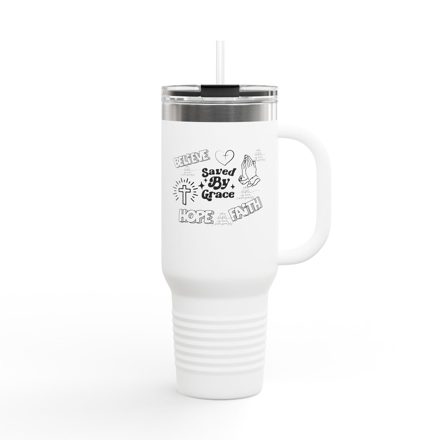 40oz Insulated Travel Mug - Saved By Grace Inspirational Design