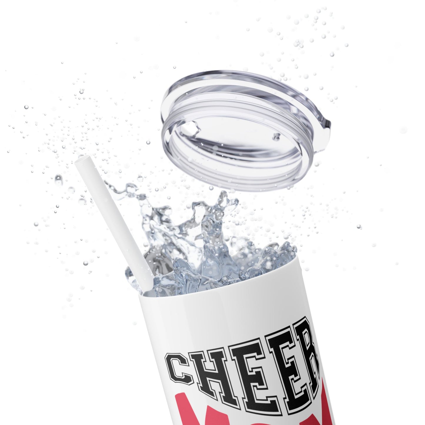 Cheer Mom Skinny Tumbler with Straw - 20oz - Perfect Gift for Cheerleading Enthusiasts