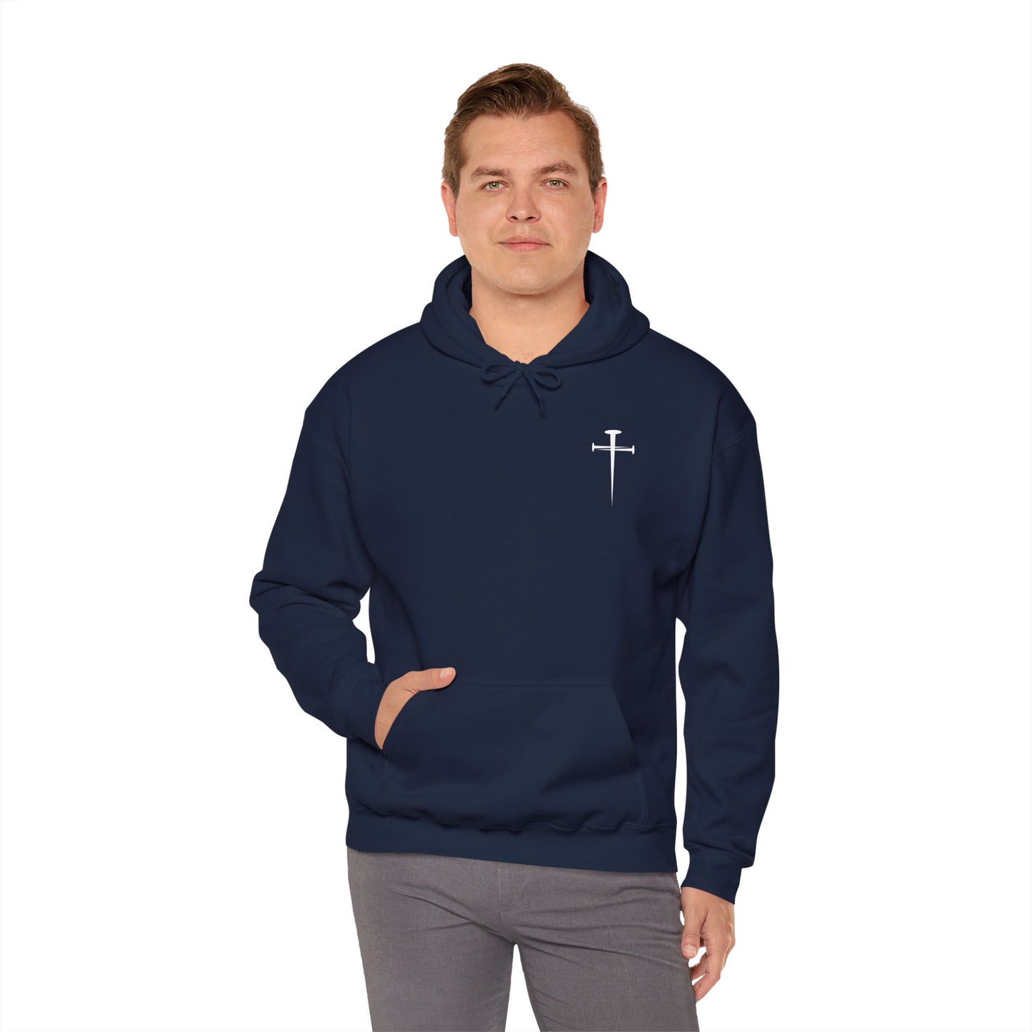 Unisex Heavy Blend™ Hooded Sweatshirt - Minimalist Design with Cross Logo