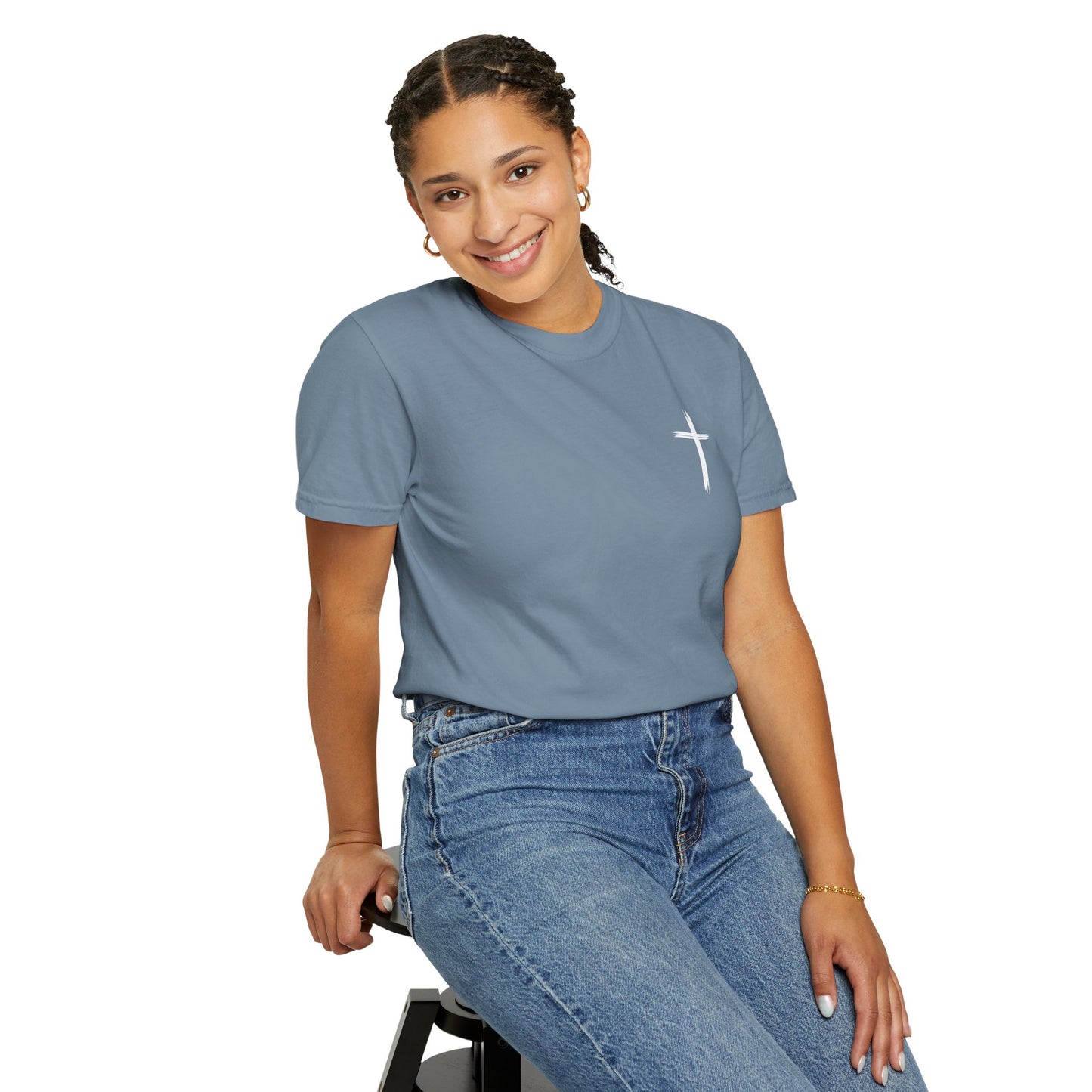 Unisex Garment-Dyed T-Shirt with Minimalist Cross Design