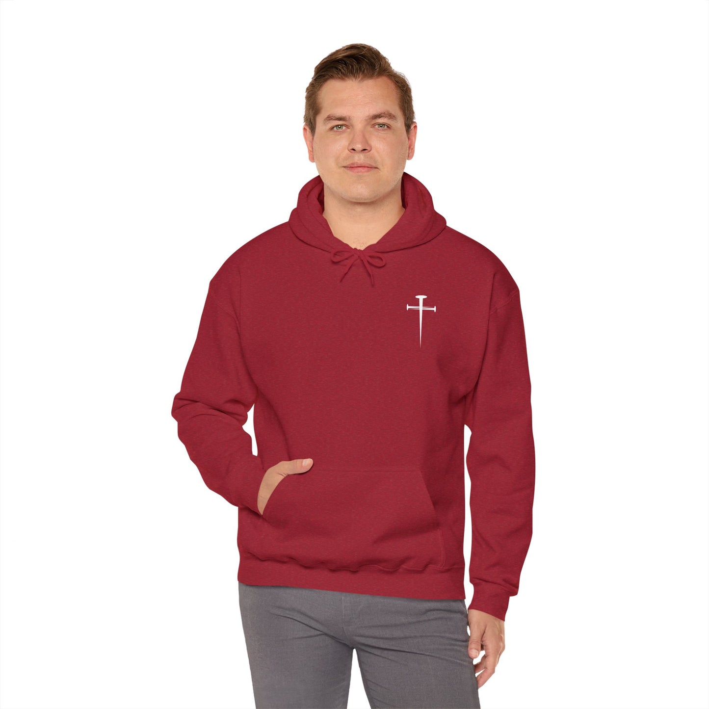 Unisex Heavy Blend™ Hooded Sweatshirt - Minimalist Design with Cross Logo