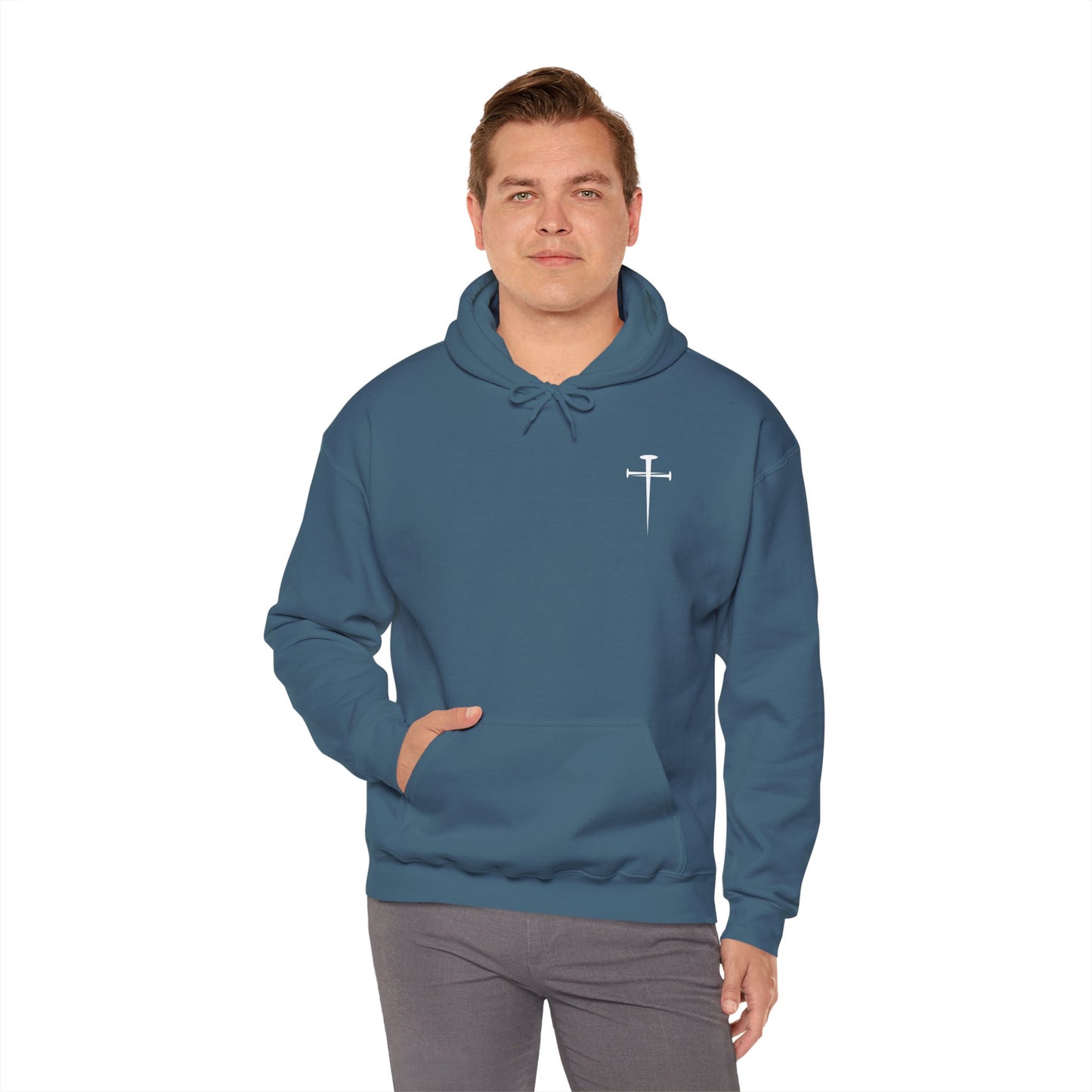 Unisex Heavy Blend™ Hooded Sweatshirt - Minimalist Design with Cross Logo