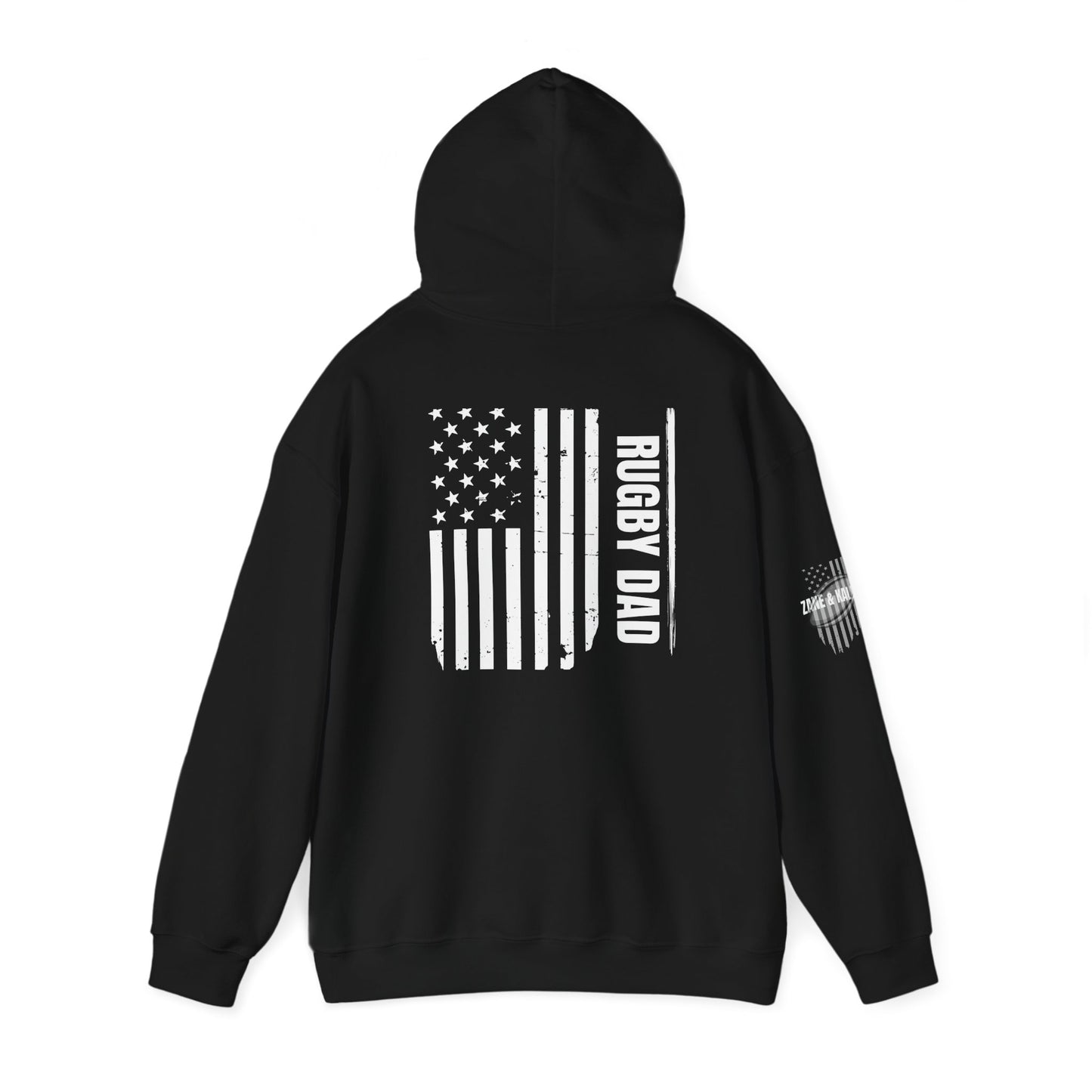 *** CUSTOM *** Rugby America Dad Hoodie - Unisex Heavy Blend Sweatshirt with American Flag Design