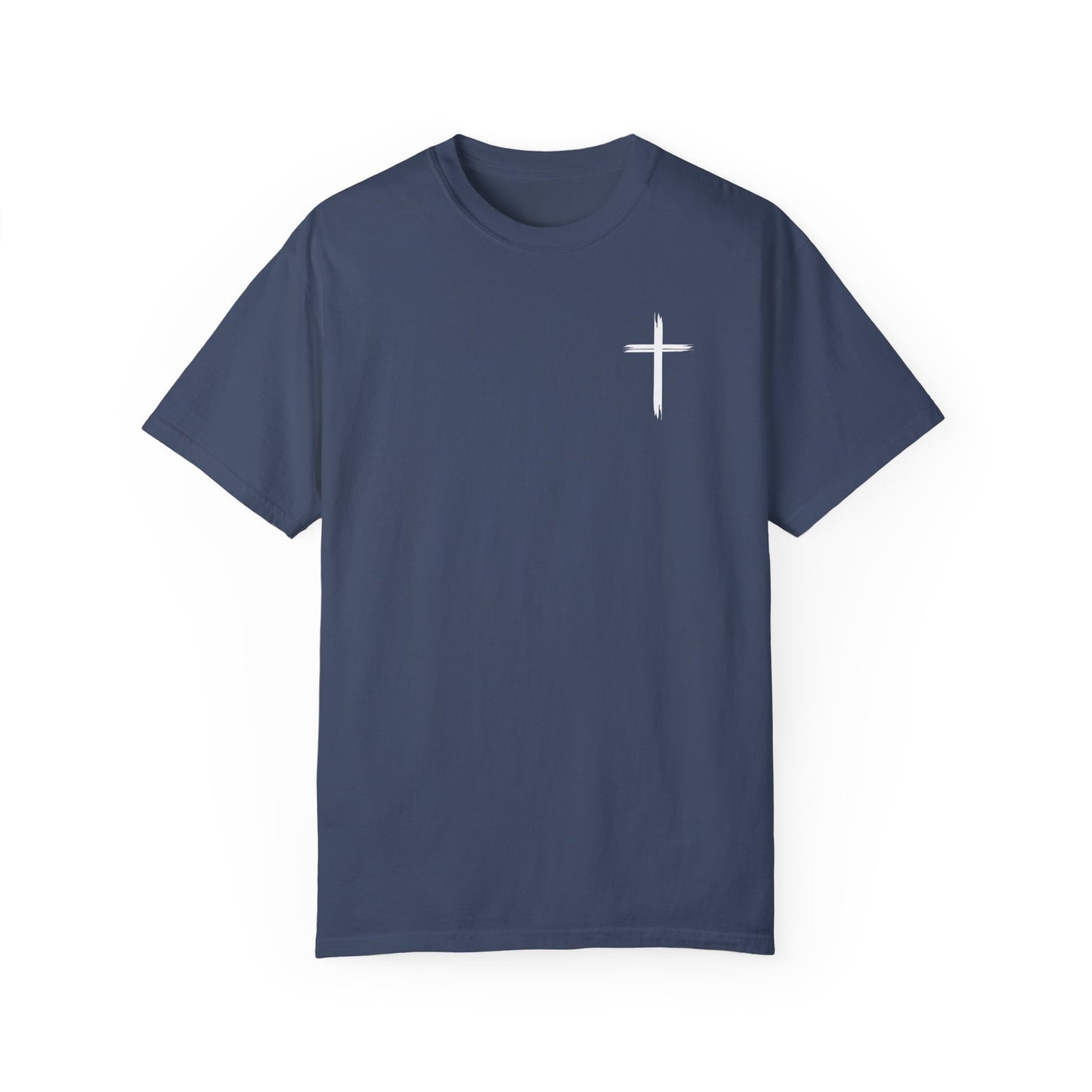 Unisex Garment-Dyed T-Shirt with Minimalist Cross Design