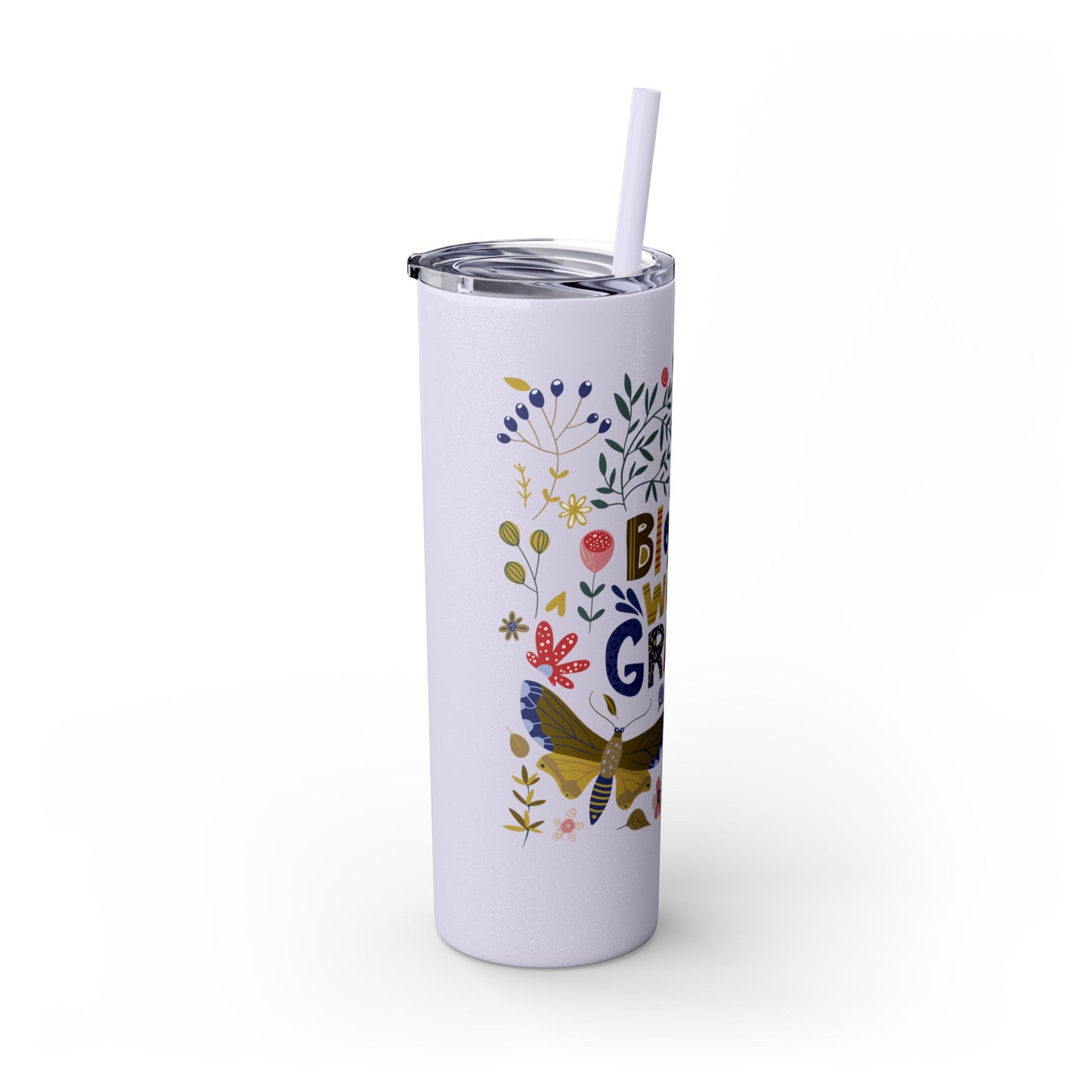 Bloom with Grace 20oz Skinny Tumbler with Straw - Stylish Floral Drinkware