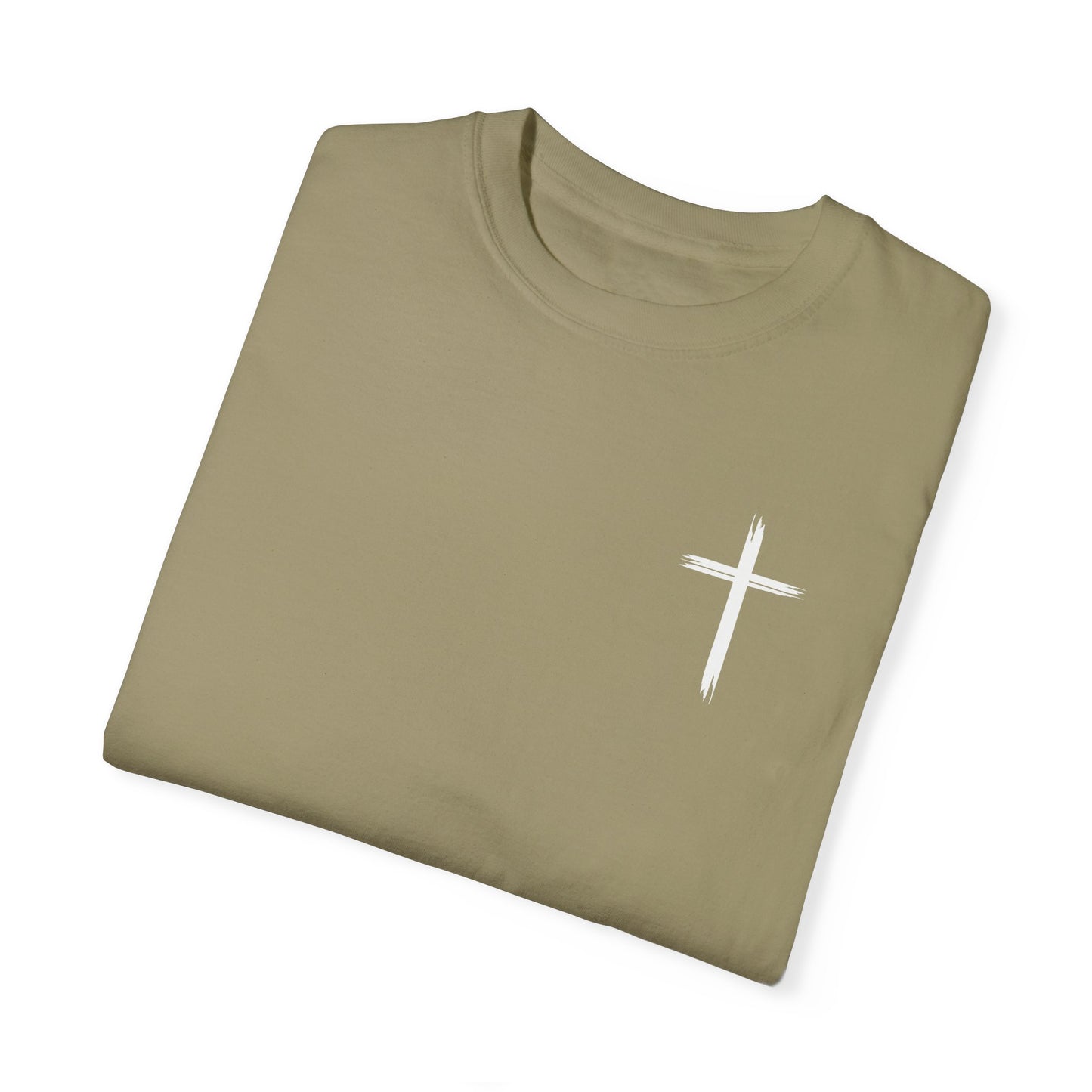 Unisex Garment-Dyed T-Shirt with Minimalist Cross Design