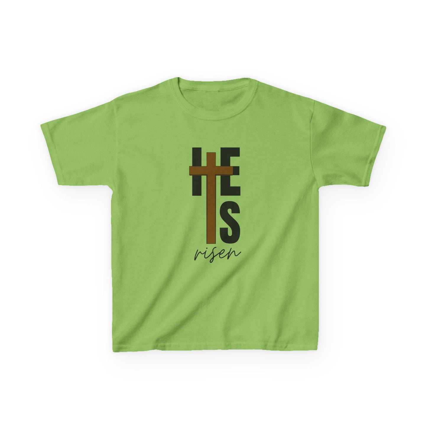 Kids Heavy Cotton™ Tee - "He is Risen" T-shirt for Boys and Girls